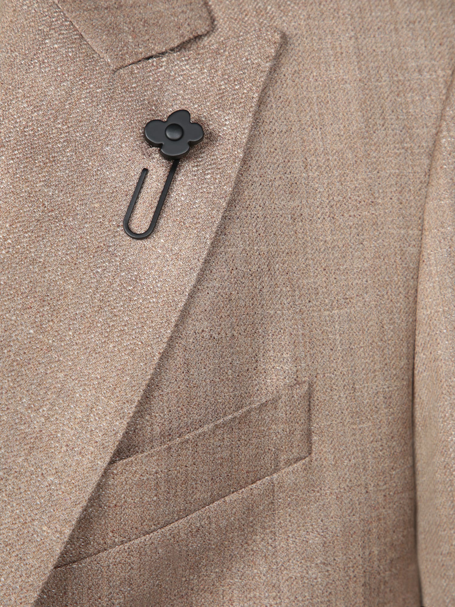 Lardini Beige Wool Twill Blazer With Notched Lapel In Beige