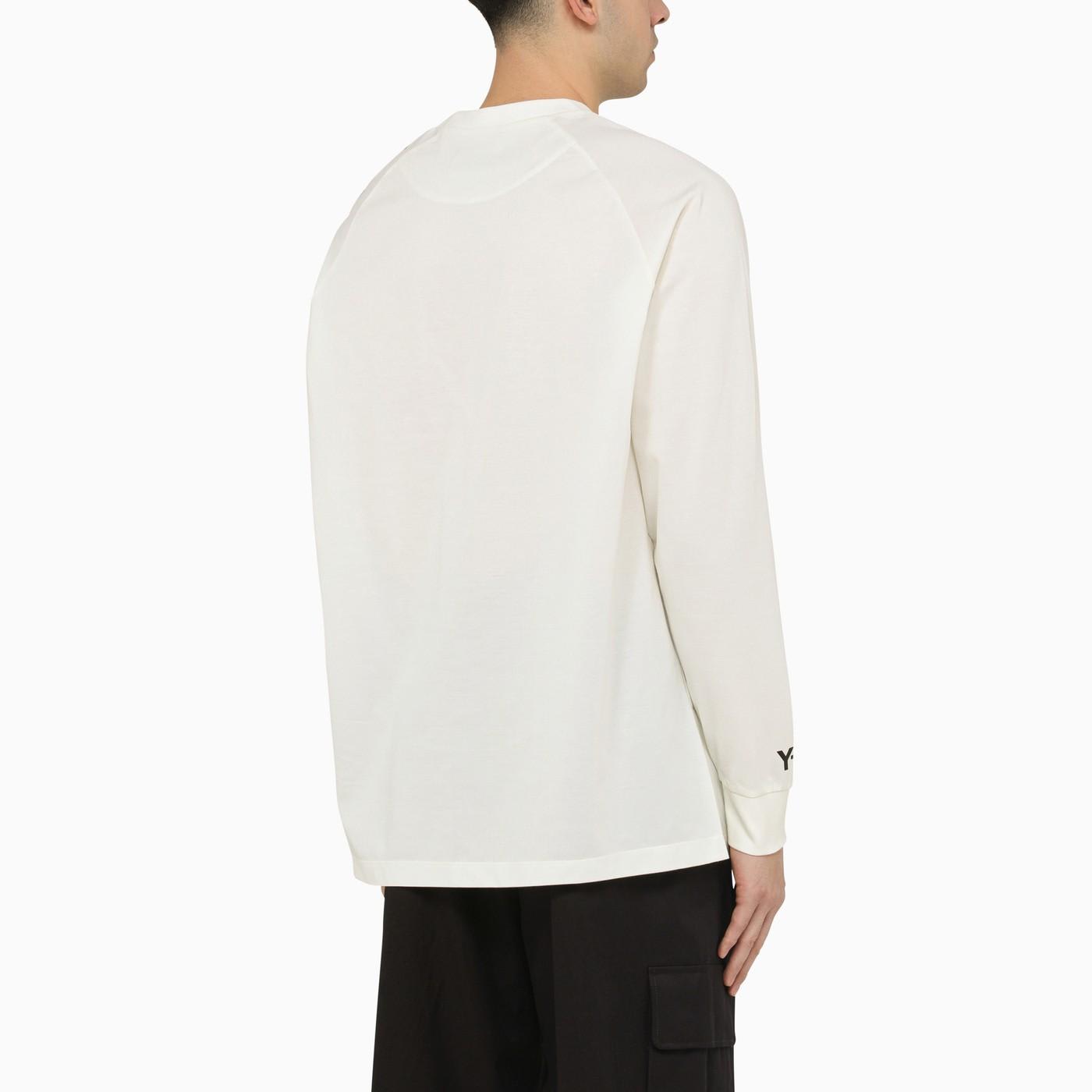 Shop Y-3 White Crew-neck Long Sleeves T-shirt With Logo
