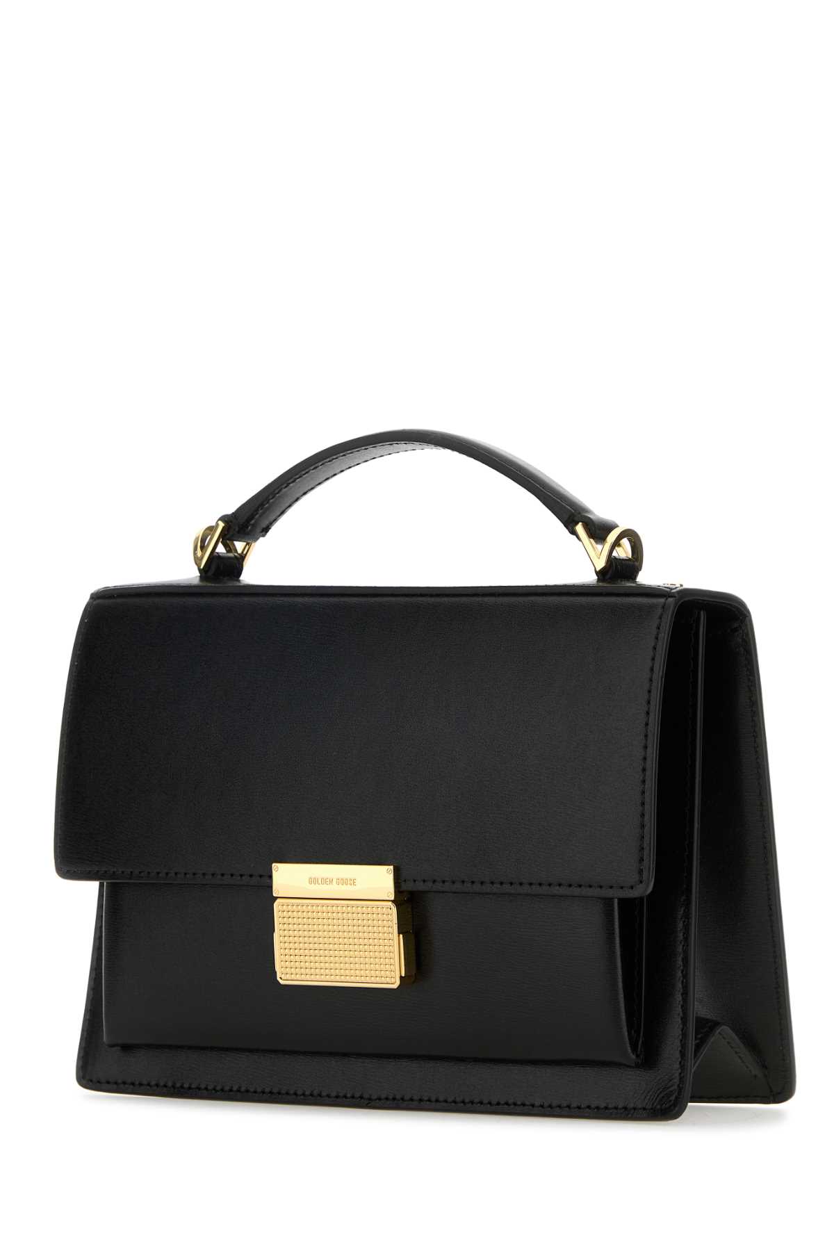 Shop Golden Goose Black Leather Venezia Handbag