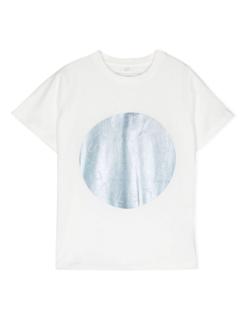 Shop Stella Mccartney White T-shirt With Metallic Logo Disc