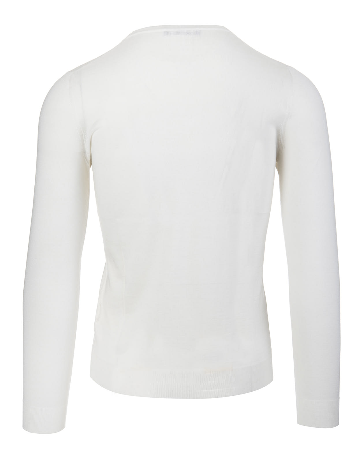 FEDELI FEDELI MAN V-NECK PULLOVER IN WHITE SILK AND CASHMERE