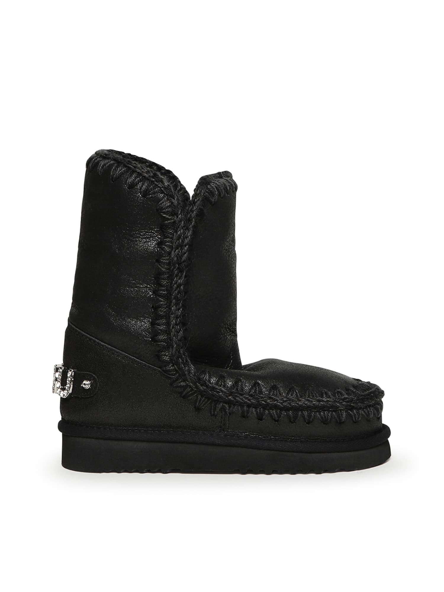 Mou Ankle Boots With Plush Sheep Leather Lining In Black