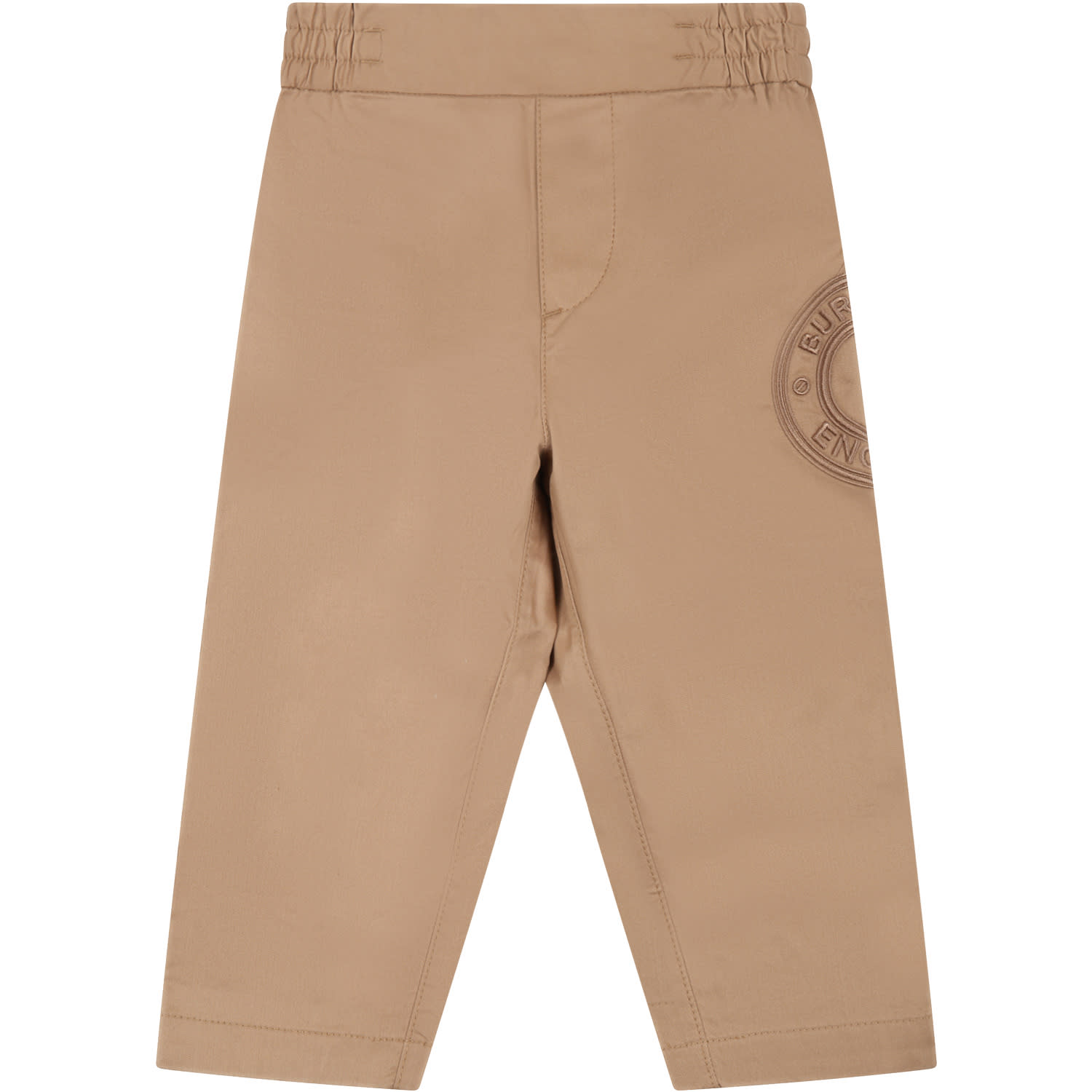 BURBERRY BEIGE TROUSER FOR BABY BOY WITH LOGO