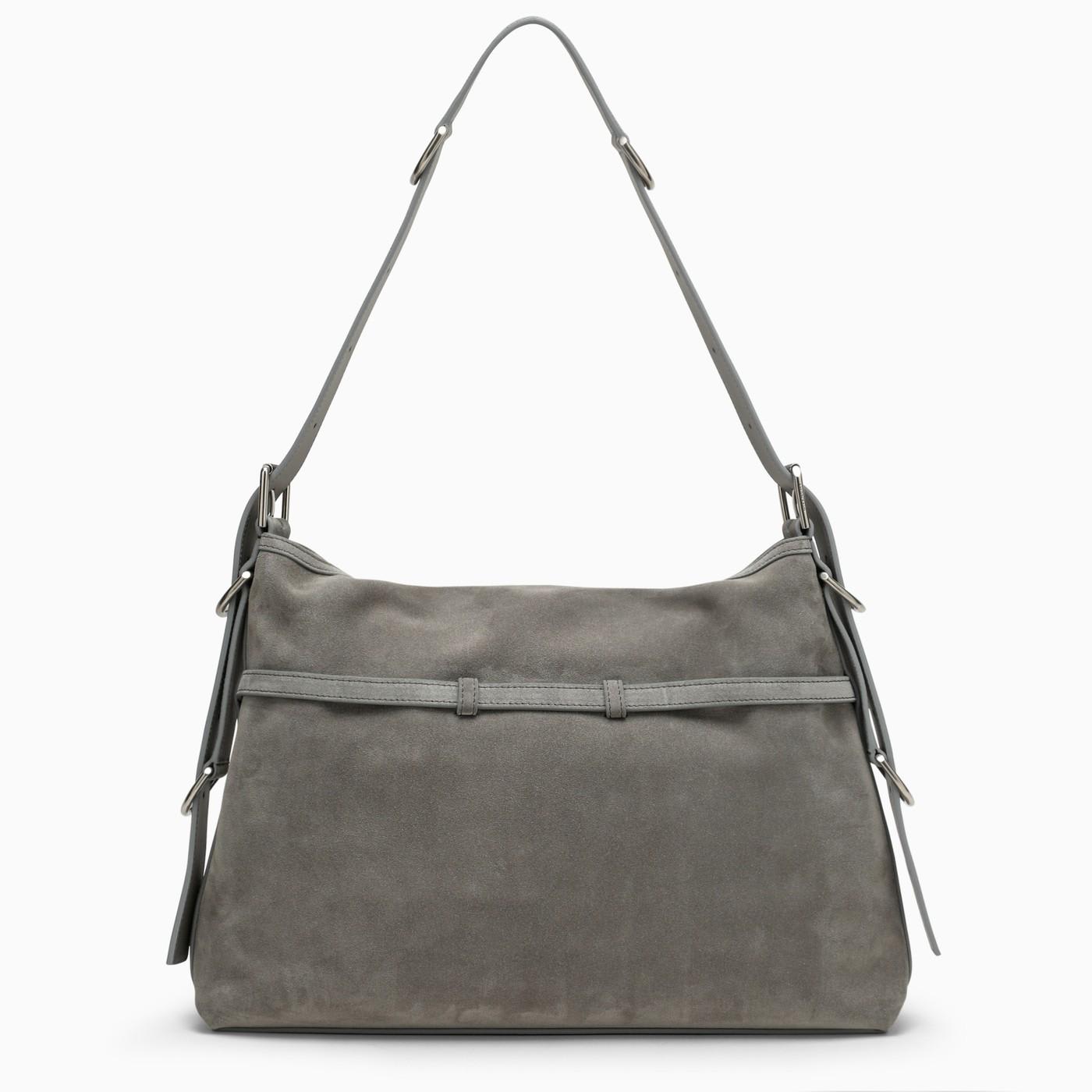 Shop Givenchy Voyou Medium Grey Suede Bag
