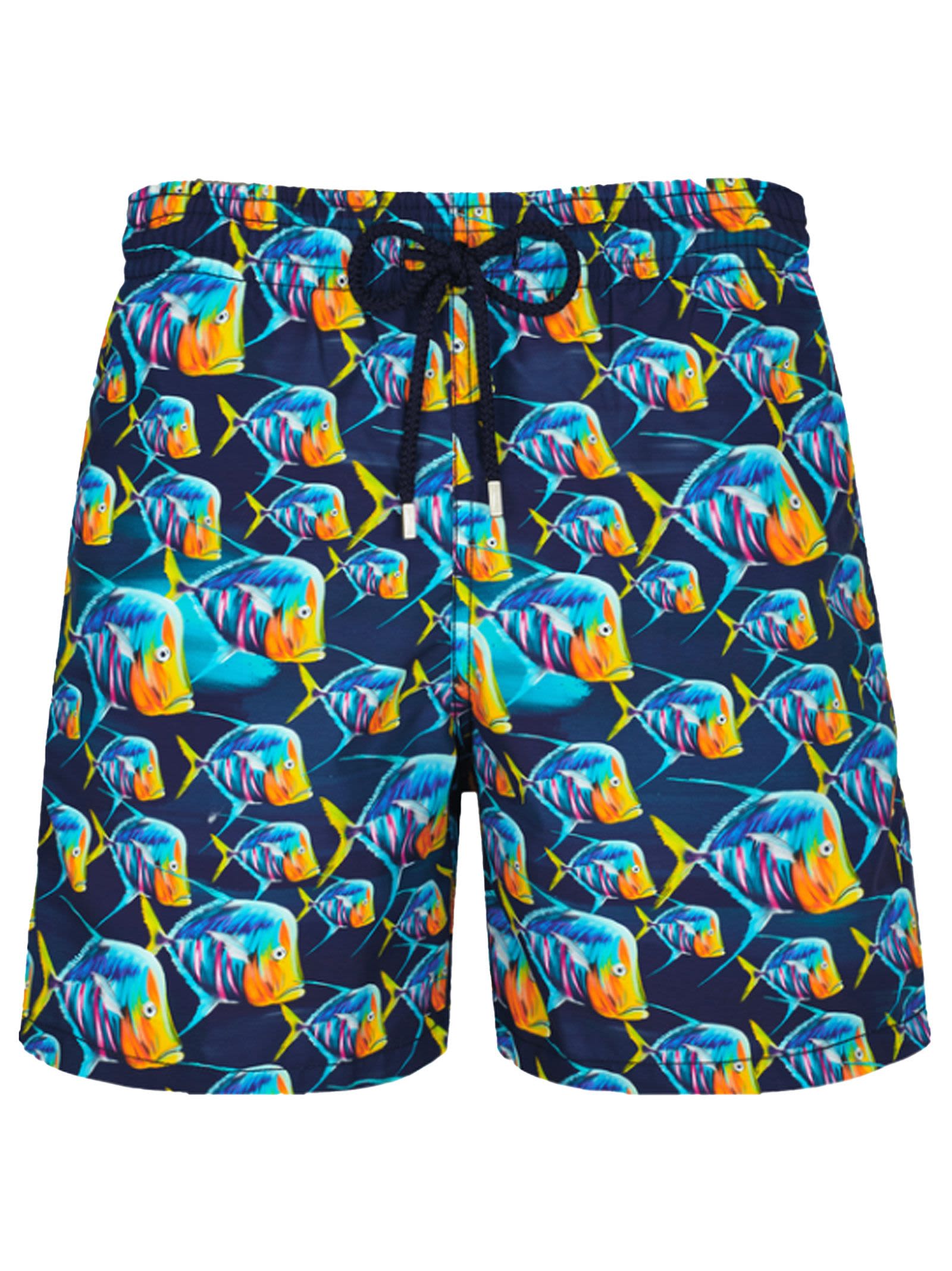 Vilebrequin Moorea Piranhas Print Swim Shorts In Multicolor