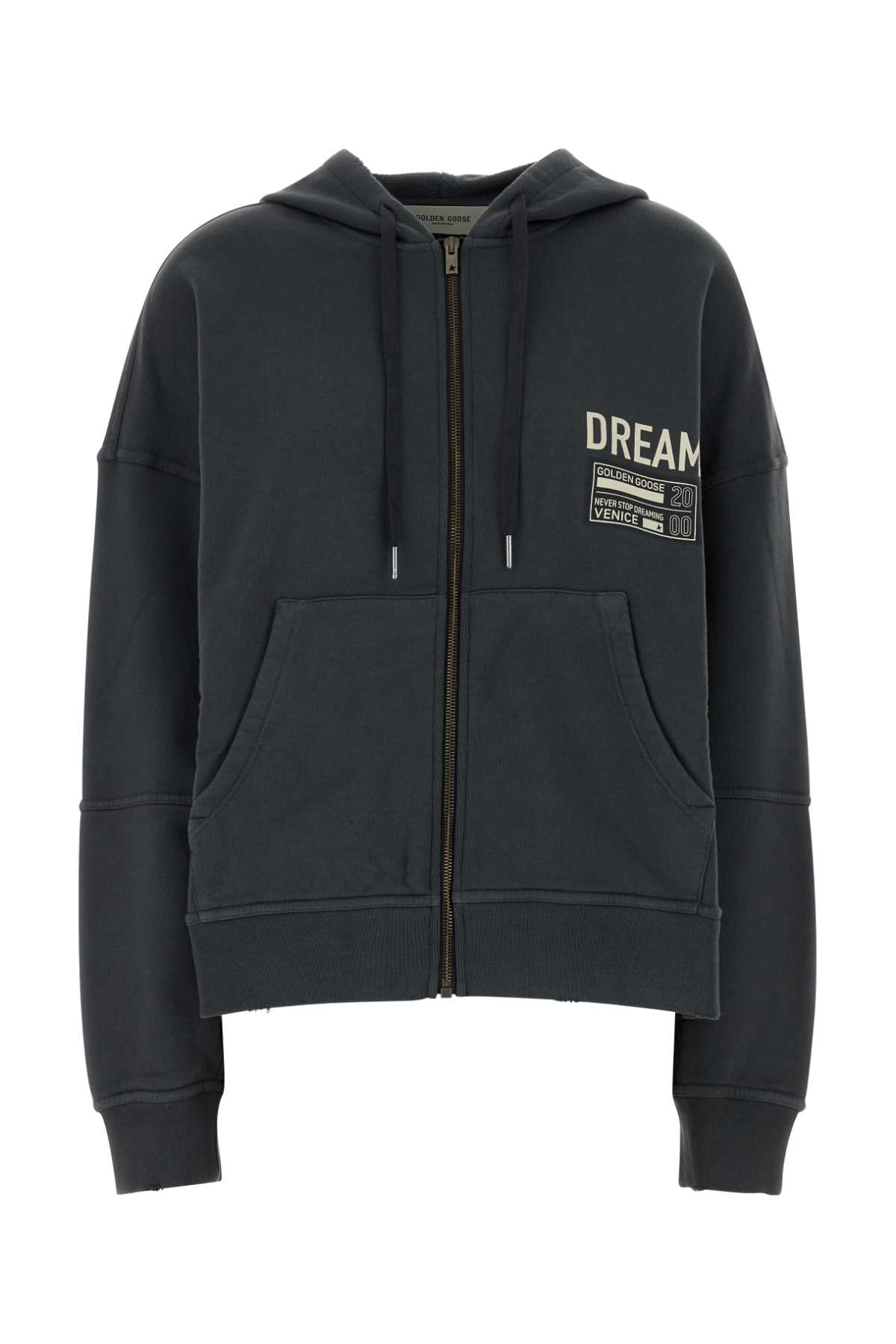Golden Goose Deluxe Brand Dark Grey Cotton Oversize Ottaviano Sweatshirt In Black