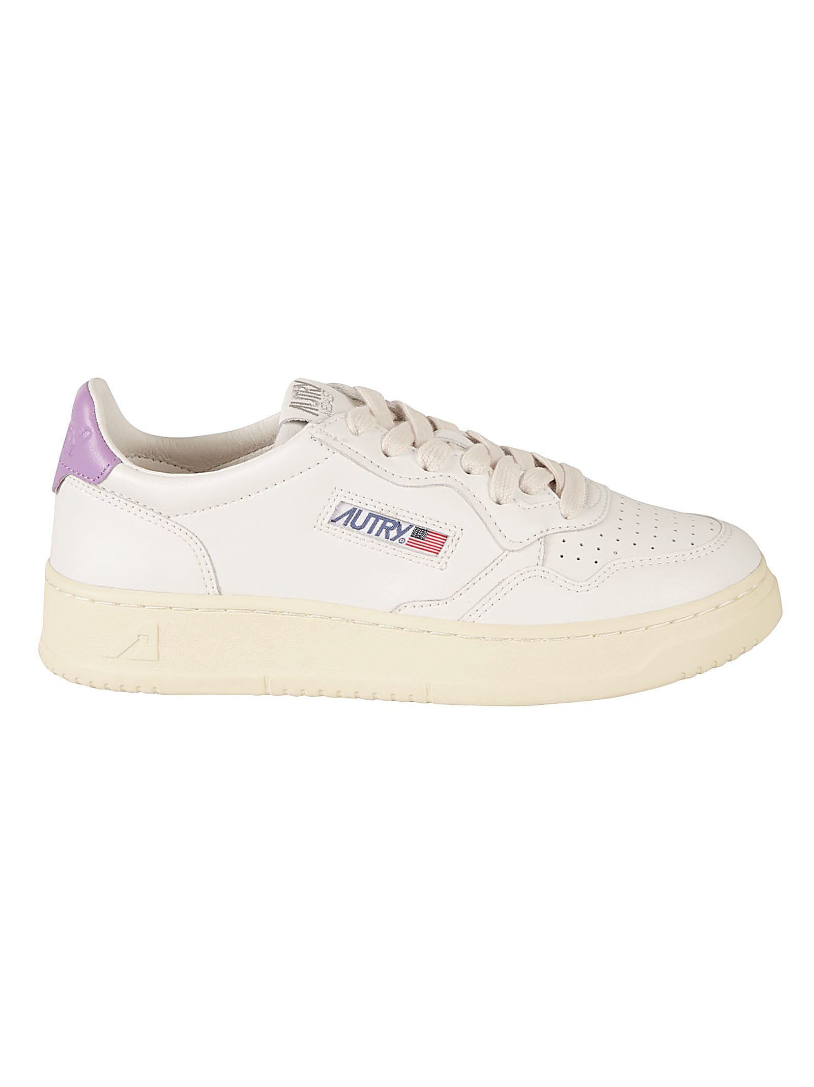Shop Autry Medalist Low Sneakers In White/lavender