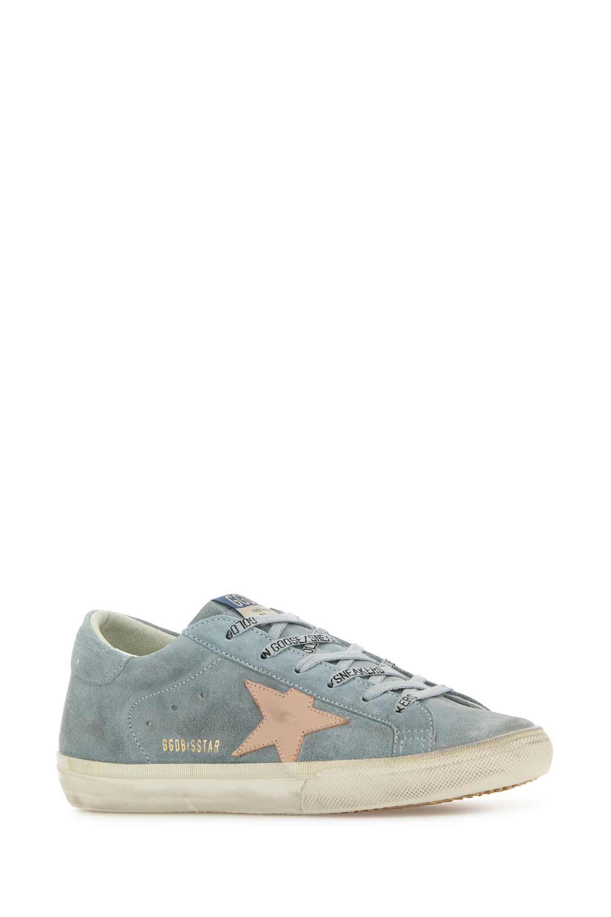 GOLDEN GOOSE LIGHT BLUE SUEDE SUPER STAR SNEAKERS