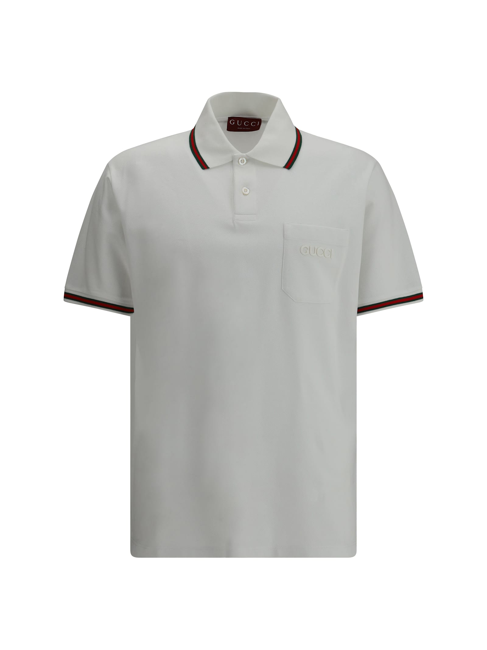 Gucci Cotton Polo Shirt Featuring Web Detail In White