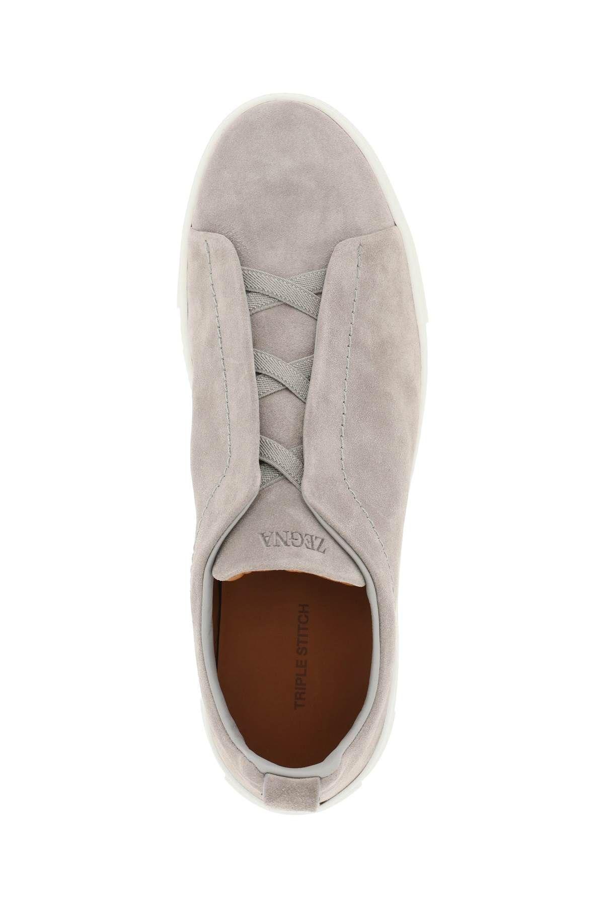 Shop Zegna Triple Stitch Slip-on Sneakers In Grey