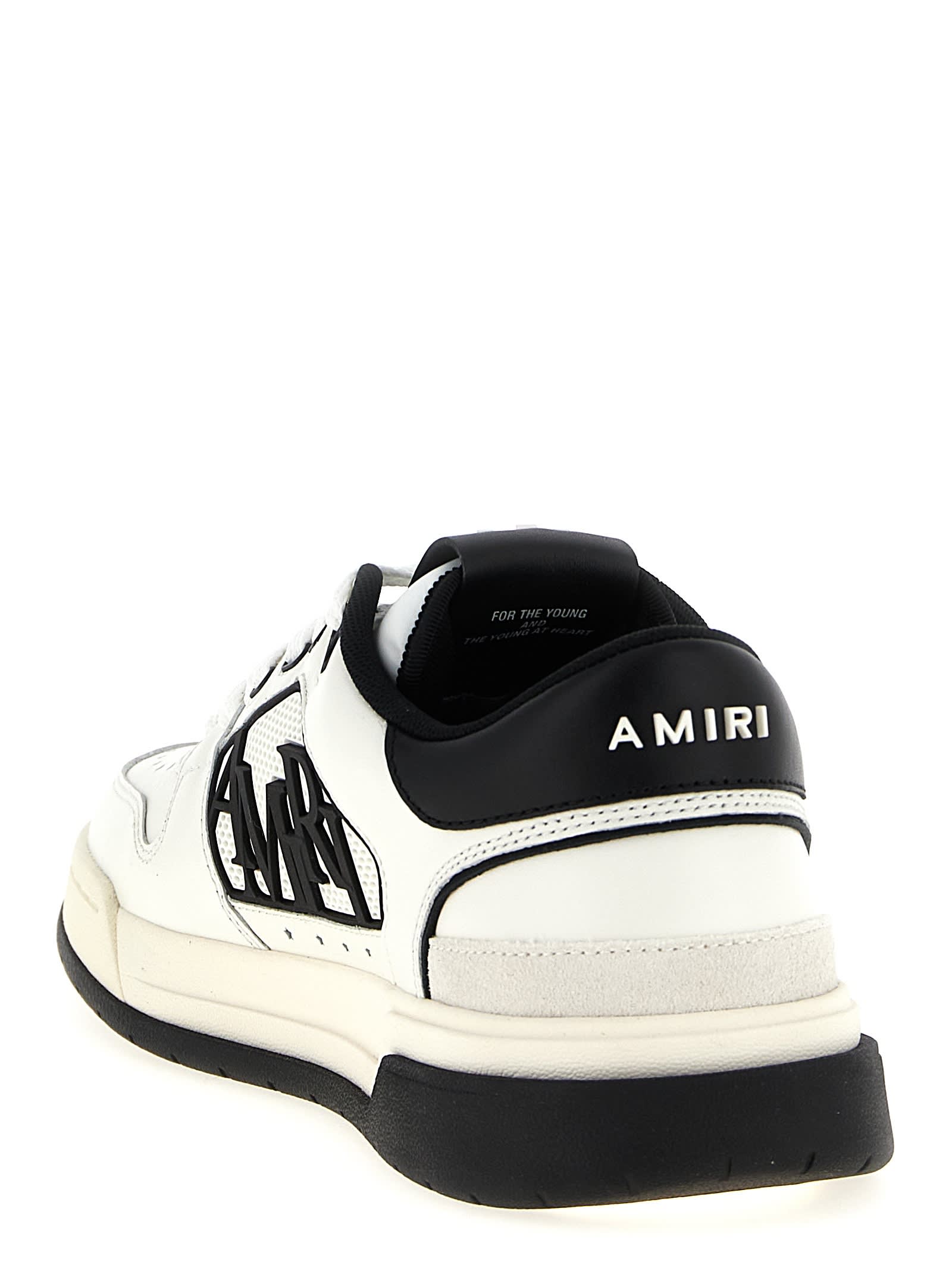 Amiri White Low Top Sneakers With Logo Patch On The Side And Contrasting Heel With Logo Lettering In Multi