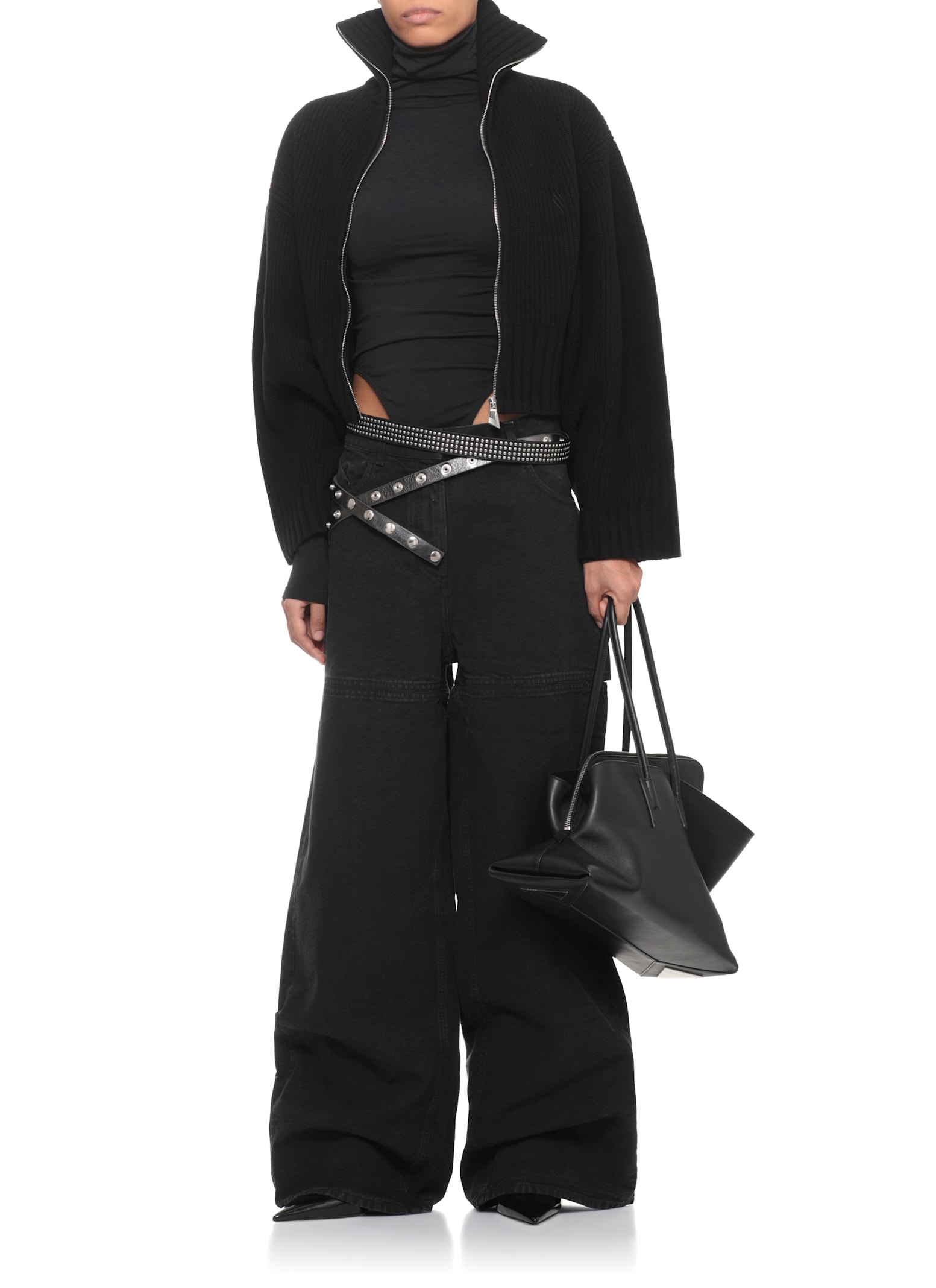 Attico Cotton Pants In Black