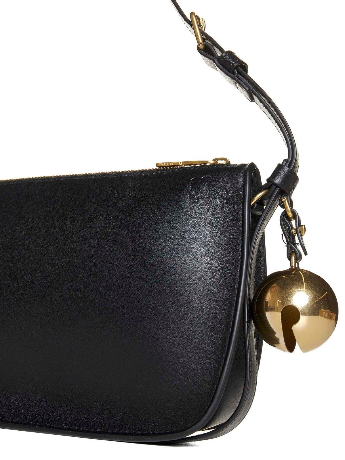 Shop Burberry Shield Zipped Shoulder Bag In Black