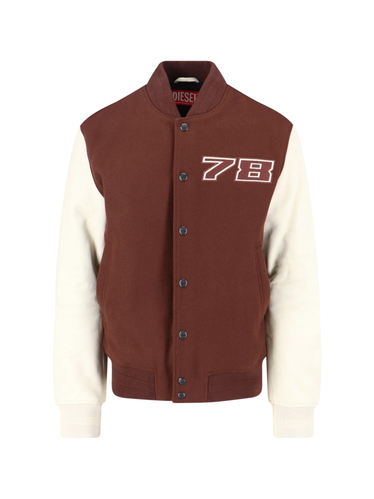 Diesel Casual Jacket With Contrast Sleeves And Ribbed Accents In Brown