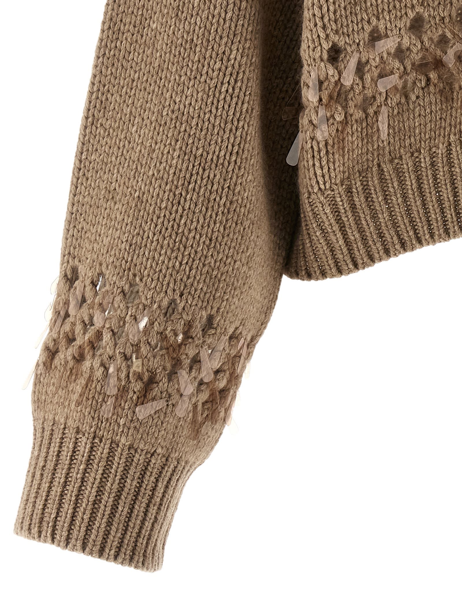 Brunello Cucinelli Drop Sequin Sweater Sweaters And Cardigans Beige In Brown