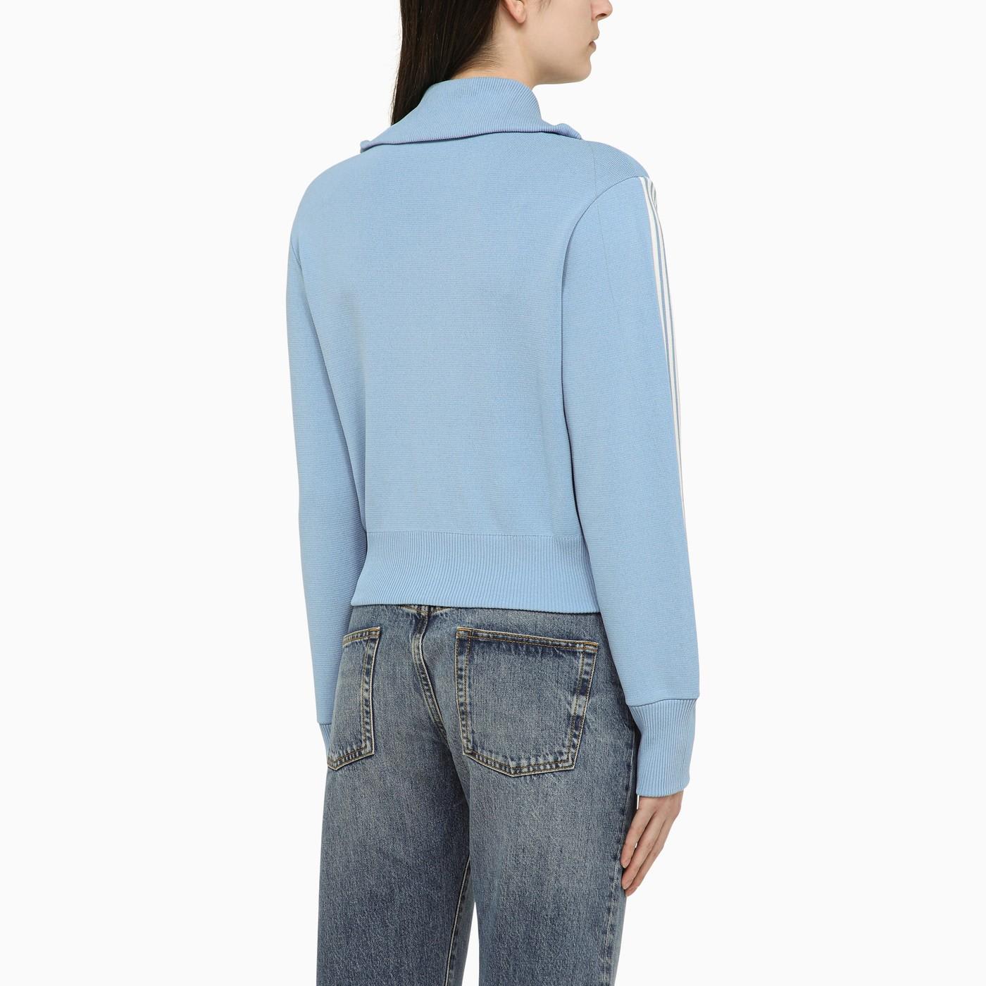 Shop Autry Light Blue\/white Viscose Blend Zip Sweatshirt