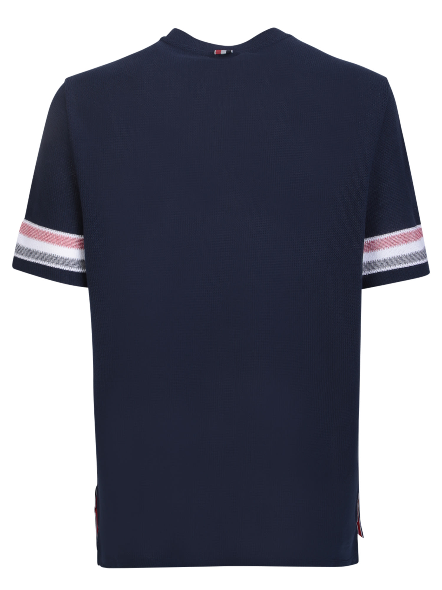 Shop Thom Browne Stripe Detail Navy T-shirt In Blue