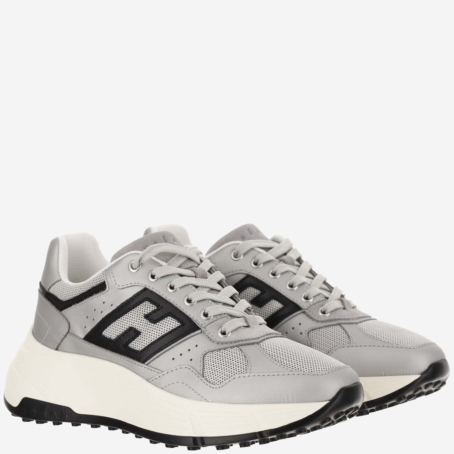 Hogan Side Logo Patch Platform Sneakers In Silver