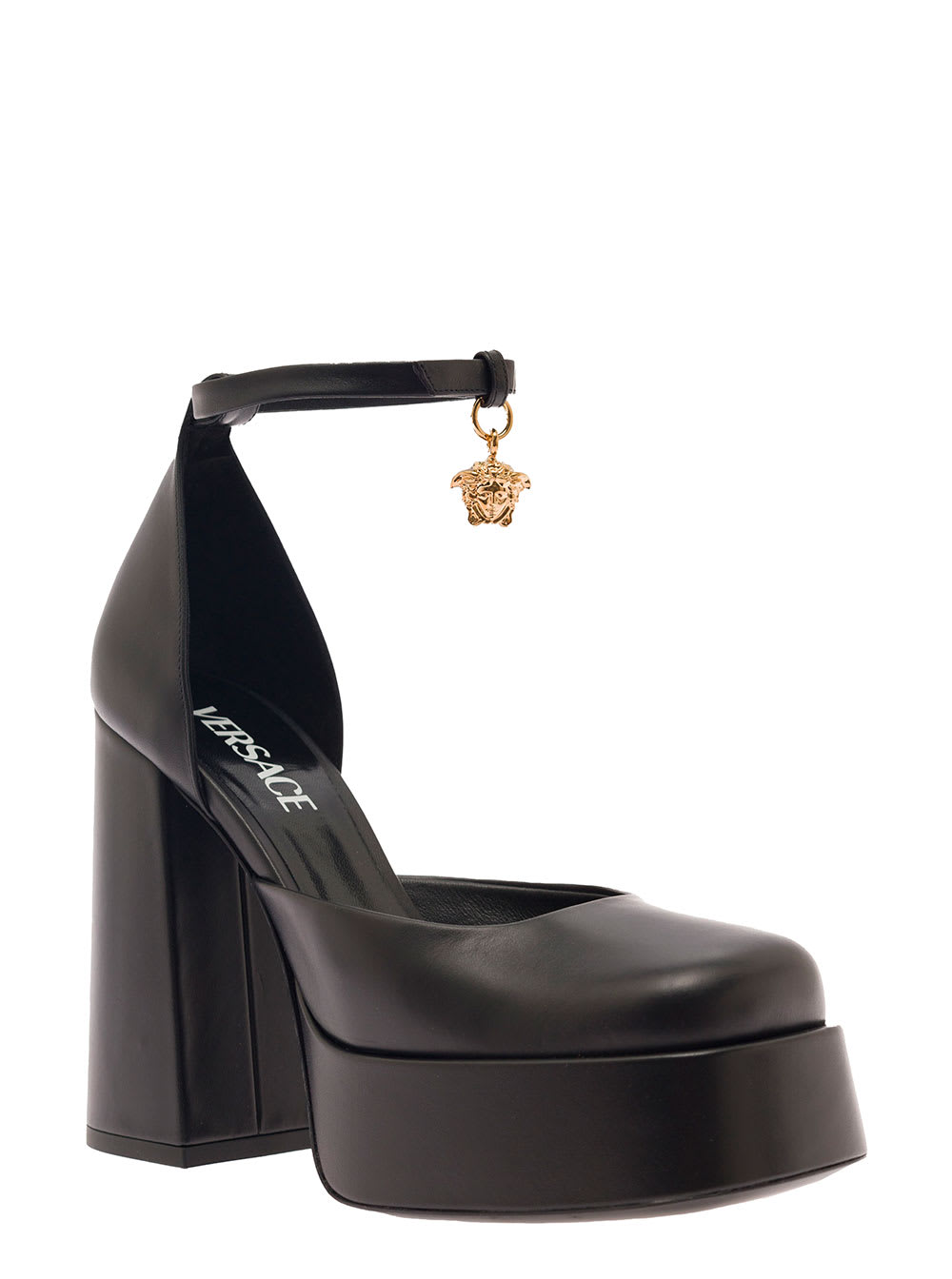 Versace aevitas Black Pumps With Medusa Charm And Platform In Leather Woman