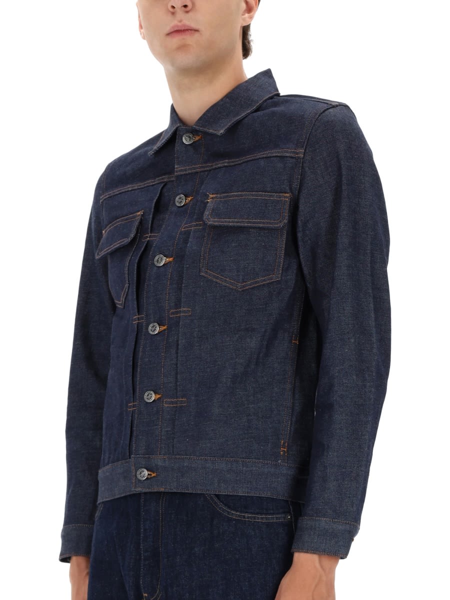 Apc A.p.c. Classic Indigo Denim Jacket With Structured Silhouette In Blue