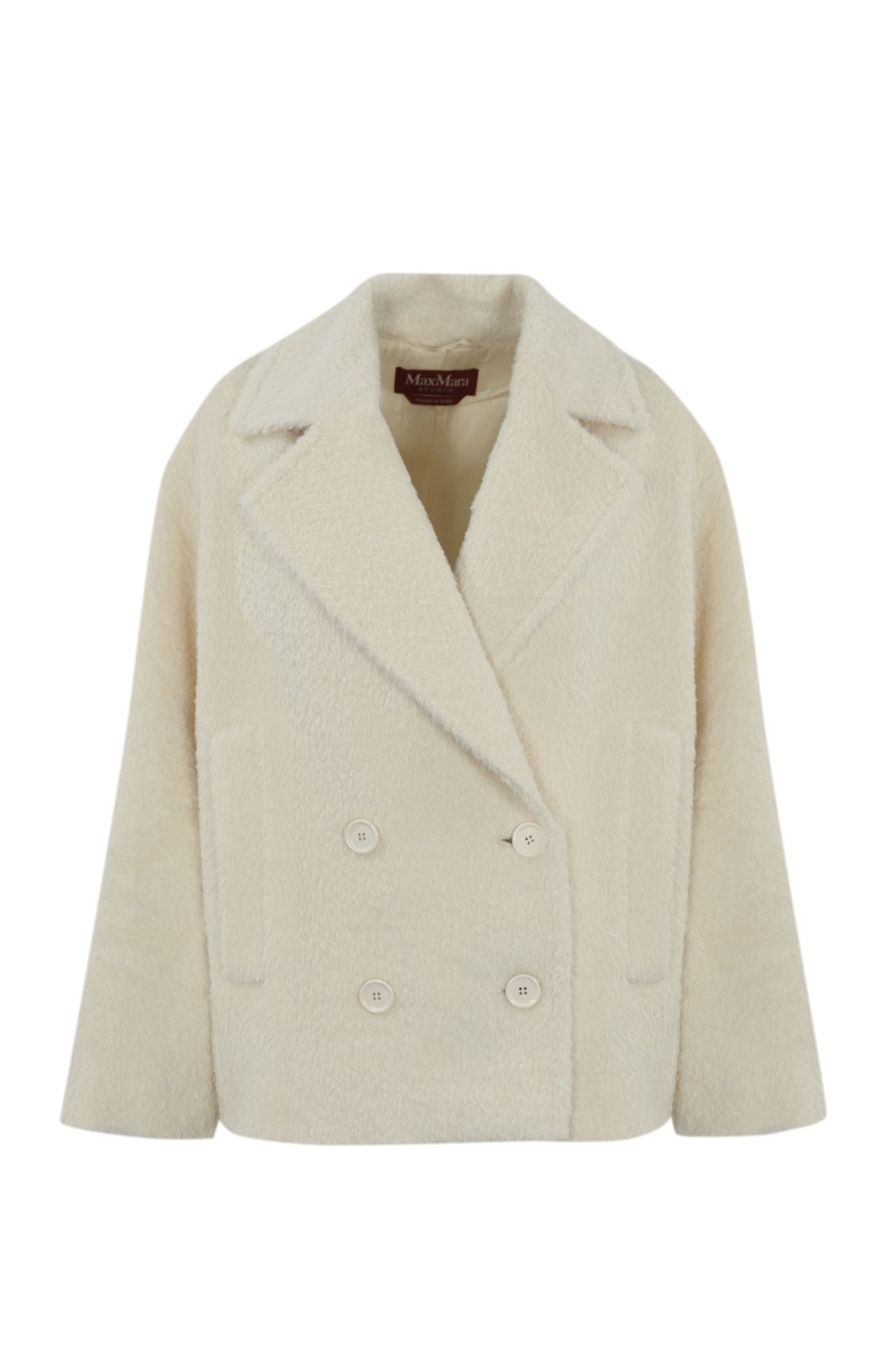 Shop Max Mara Vanesio Jacket In Alpaca And Wool In Bianco Lana