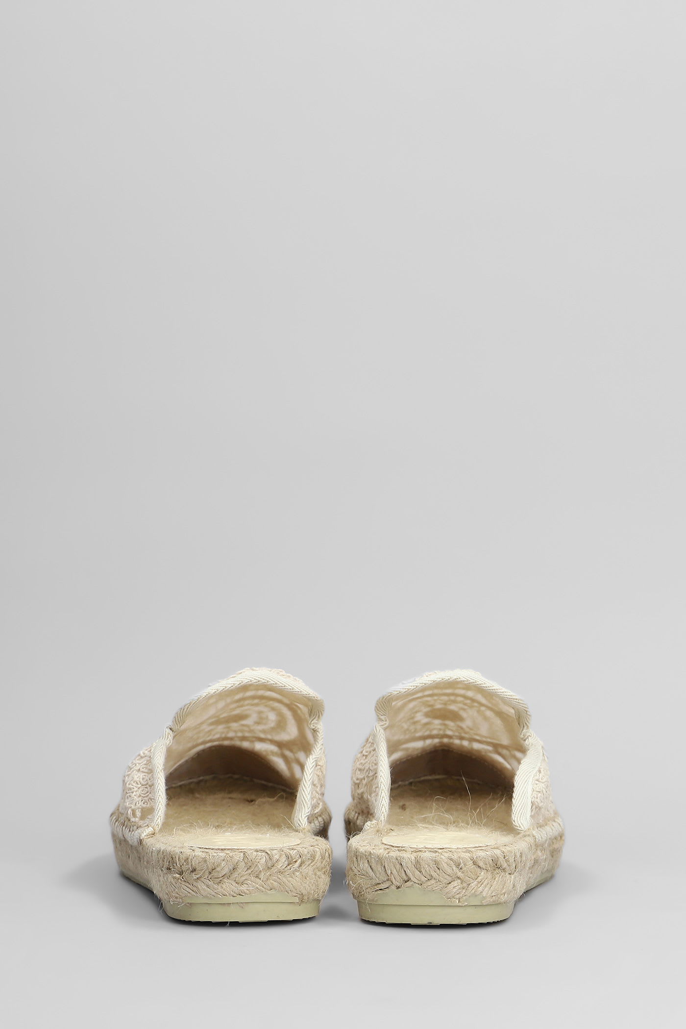 Mc2 Saint Barth Isa Macrame Slipper-mule In Beige Canvas In Neutral