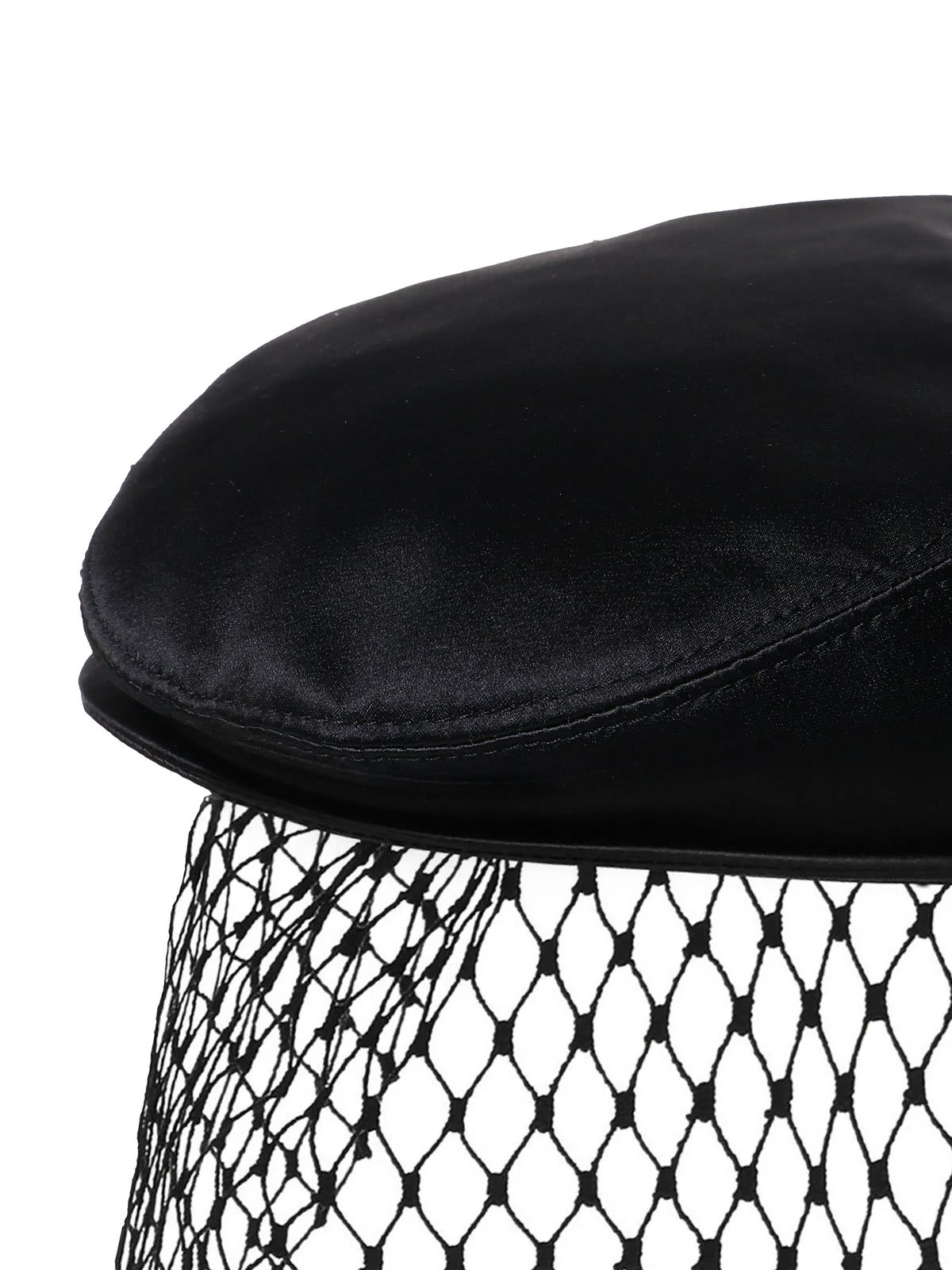 Shop Dolce & Gabbana Veil Detailed Satin Flat Cap In Black