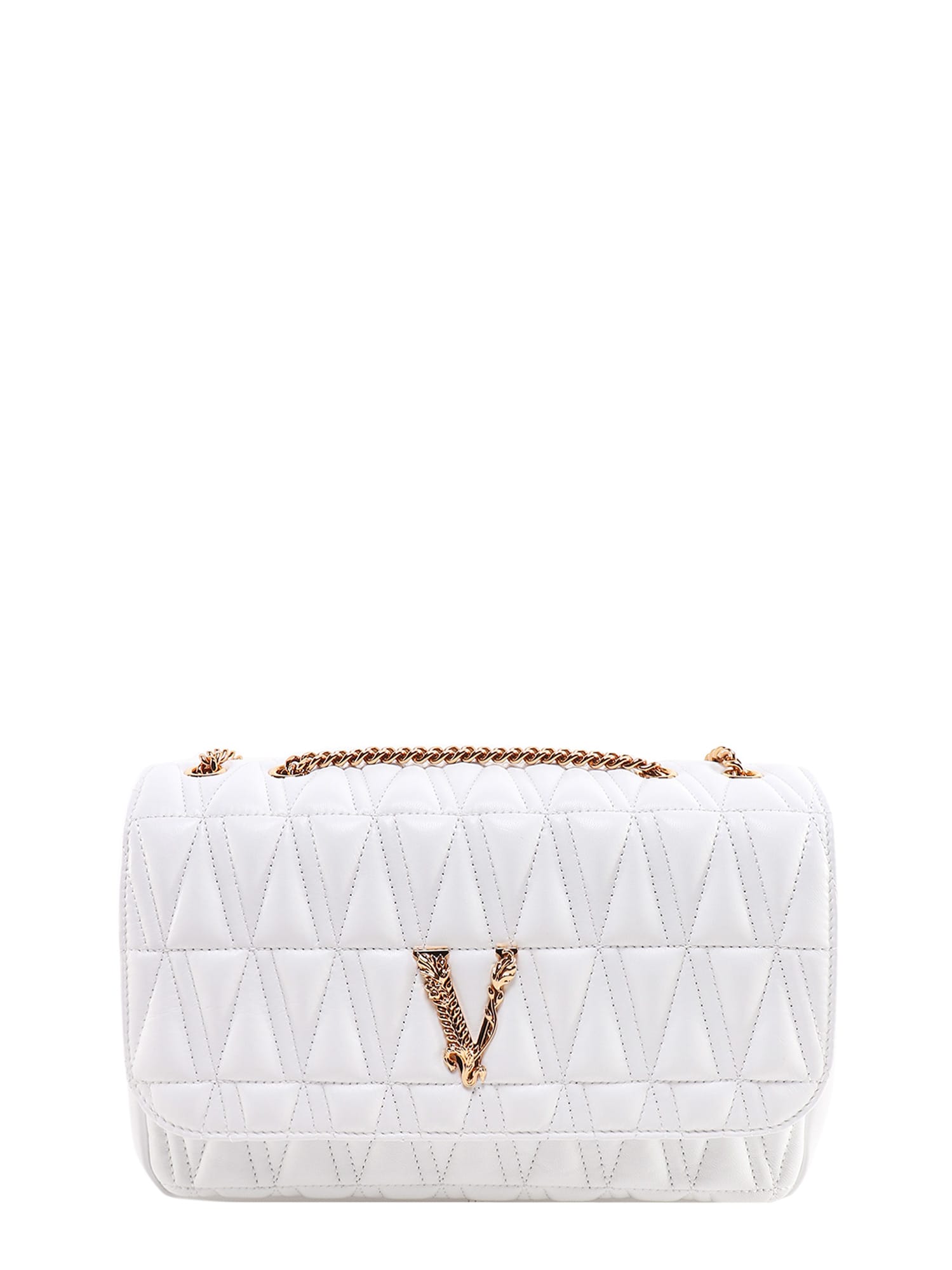 Shop Versace Virtus Shoulder Bag In White