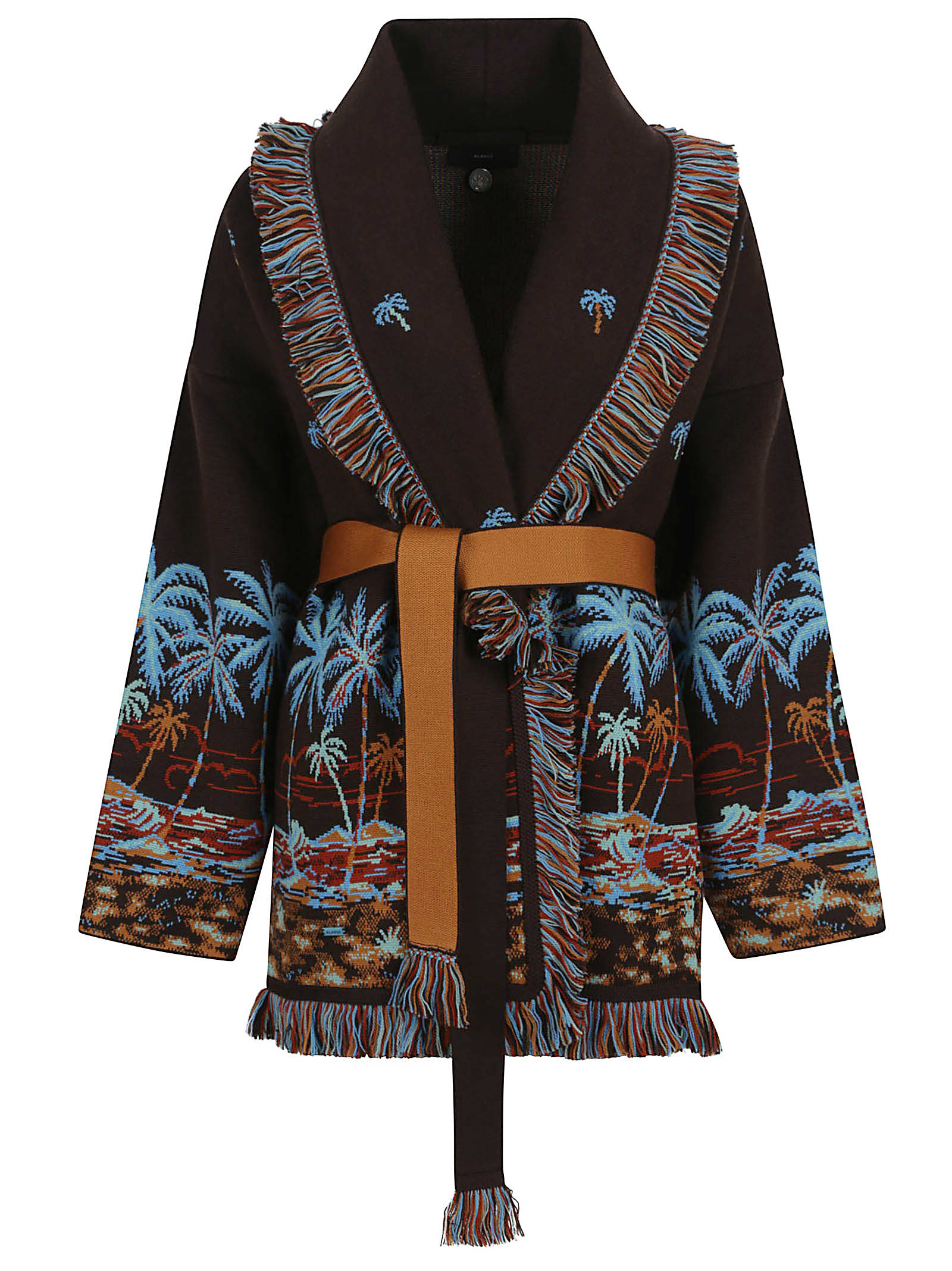 Alanui Hawaiian Wool Cardigan With Two-tone Belt