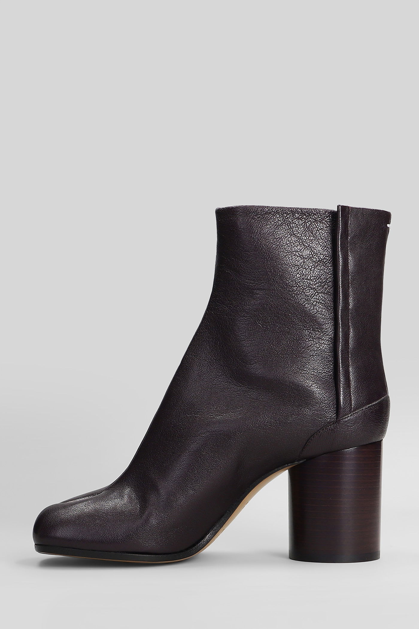 Maison Margiela Tabi High Heels Ankle Boots In Brown Leather In Brown