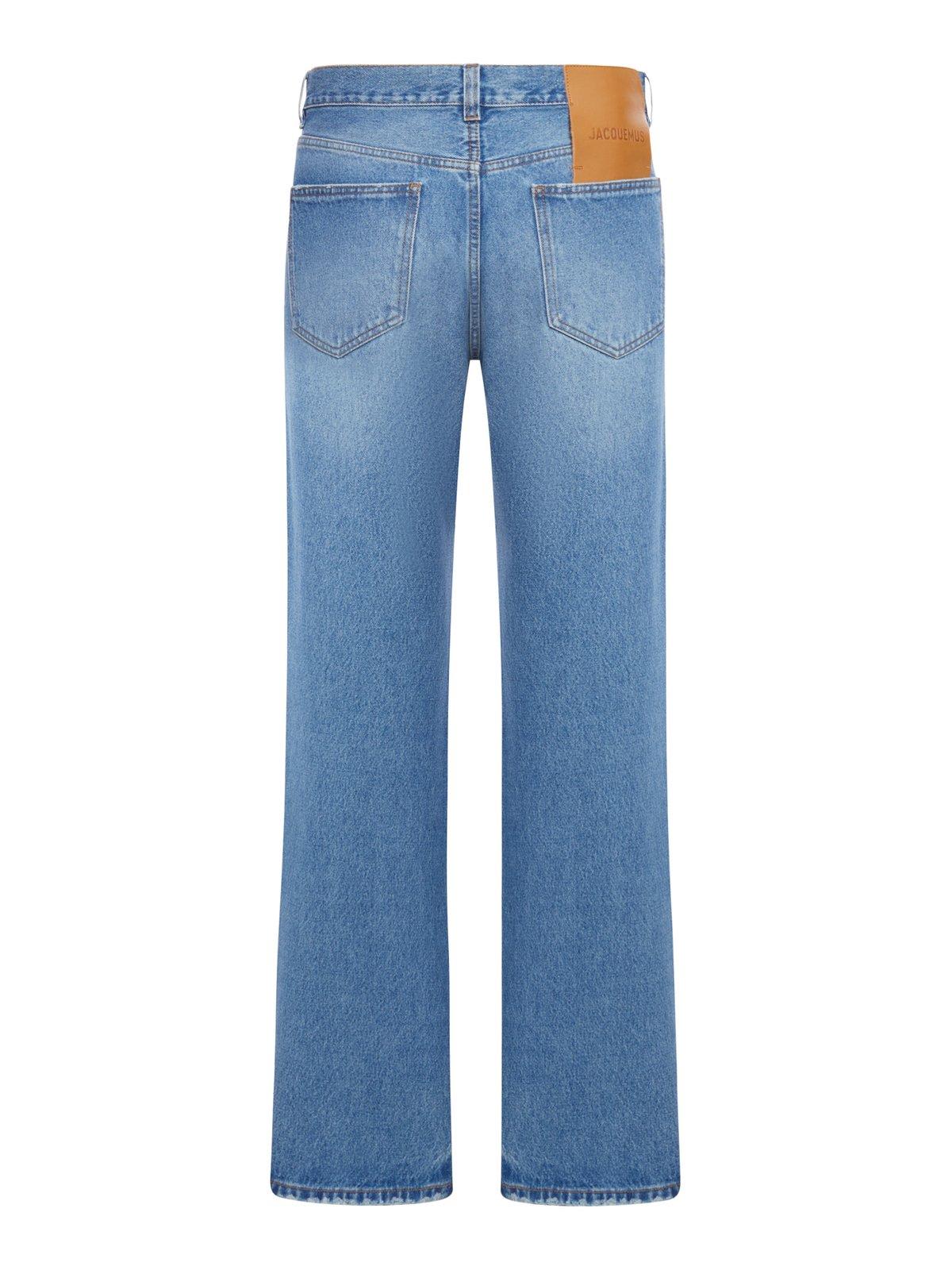 Shop Jacquemus Straight Leg Jeans In Clear Blue
