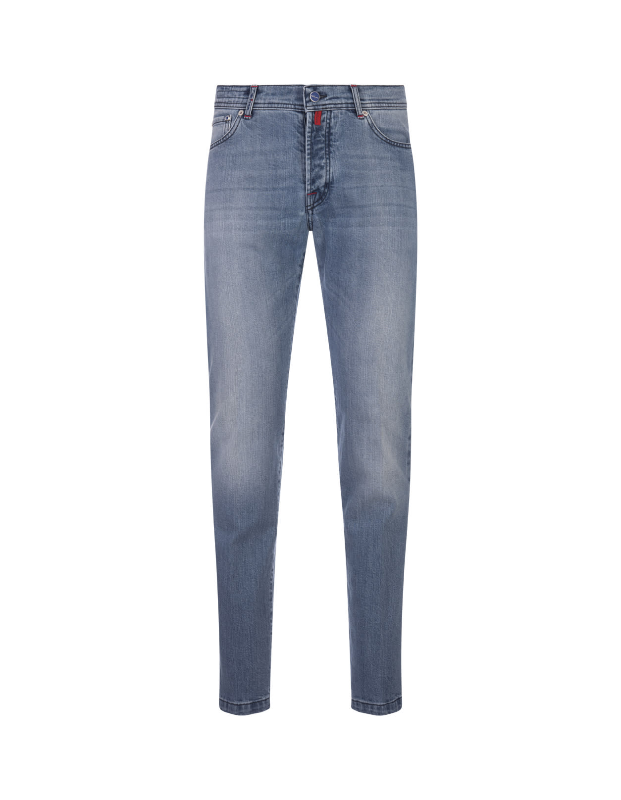 KITON LIGHT BLUE DENIM SLIM FIT JEANS 