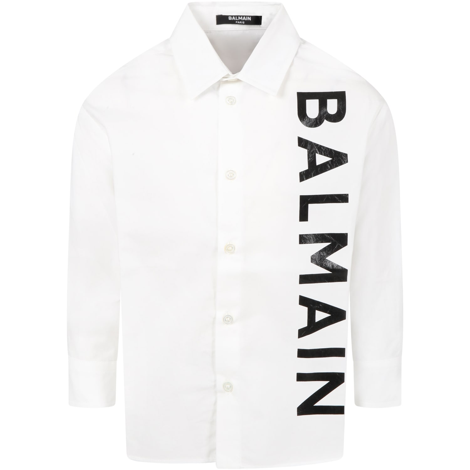 Balmain White Shirt For Kids With Logo