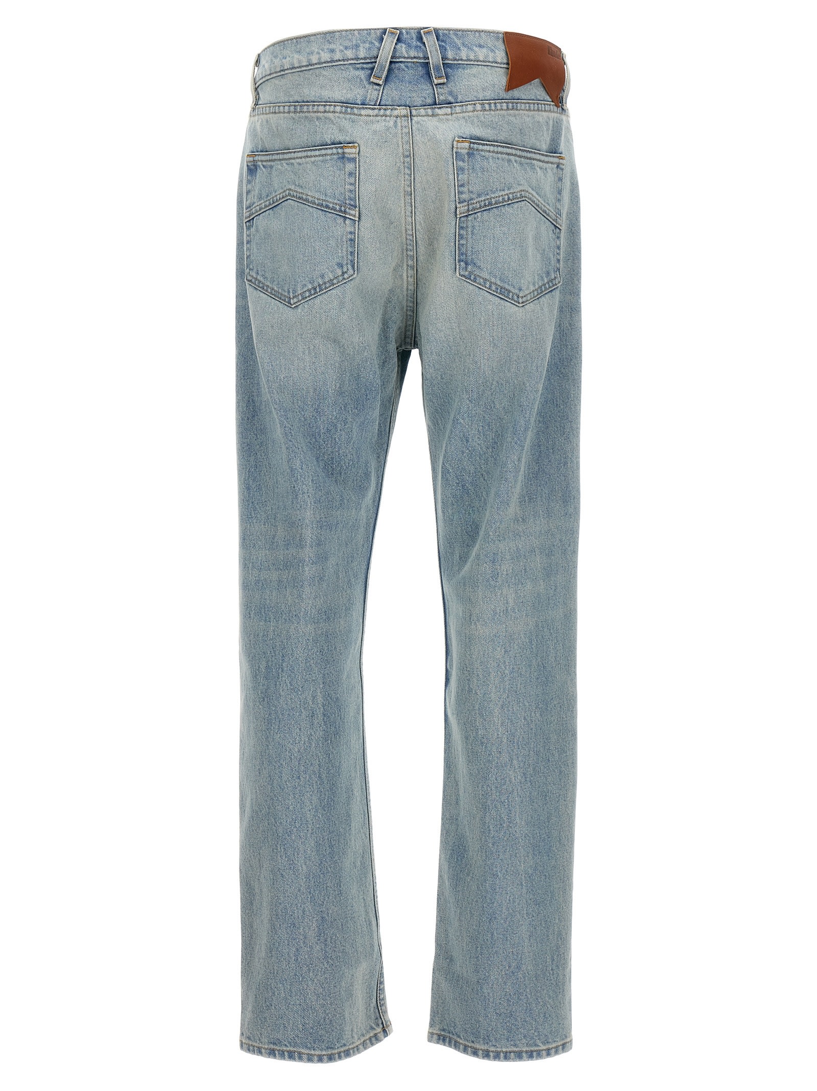 Rhude '90s High-waisted Faded Wash Denim Trousers In Blue