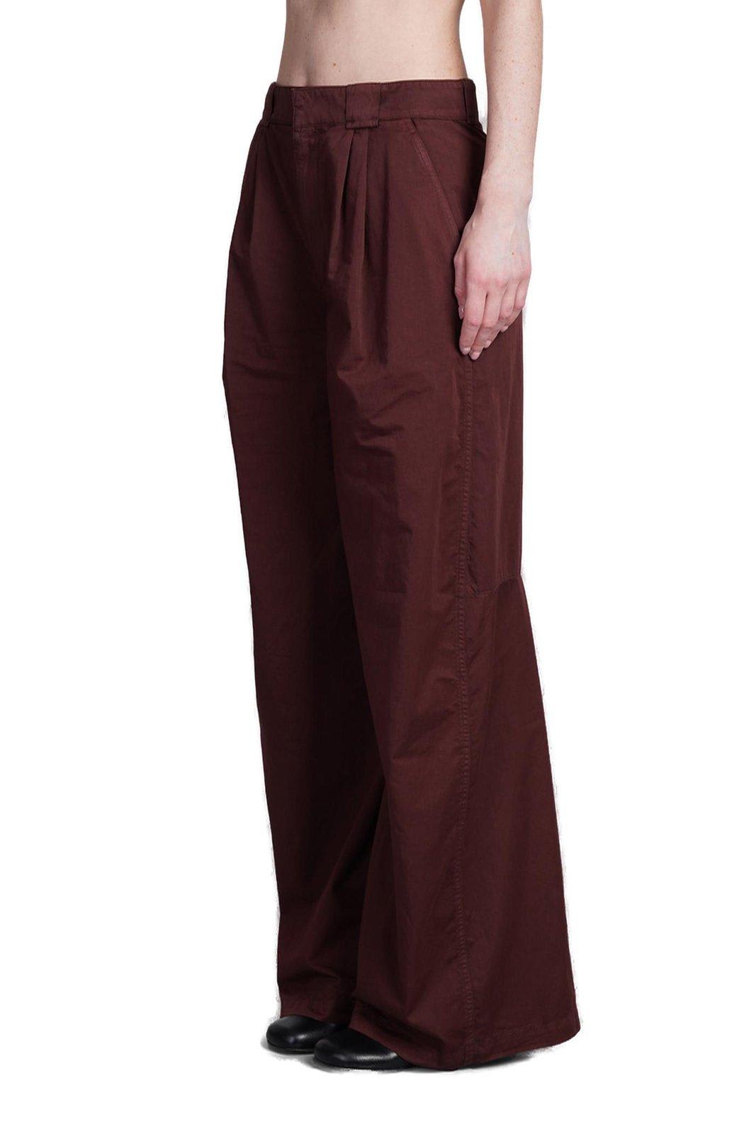 Shop Lemaire Wide Leg Pleated Trousers In Brown