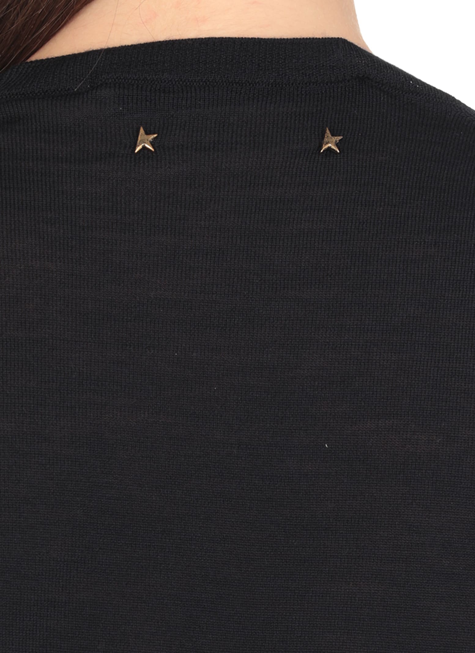 Golden Goose Fitted Wool Sweater With Star Embellishments In Blue