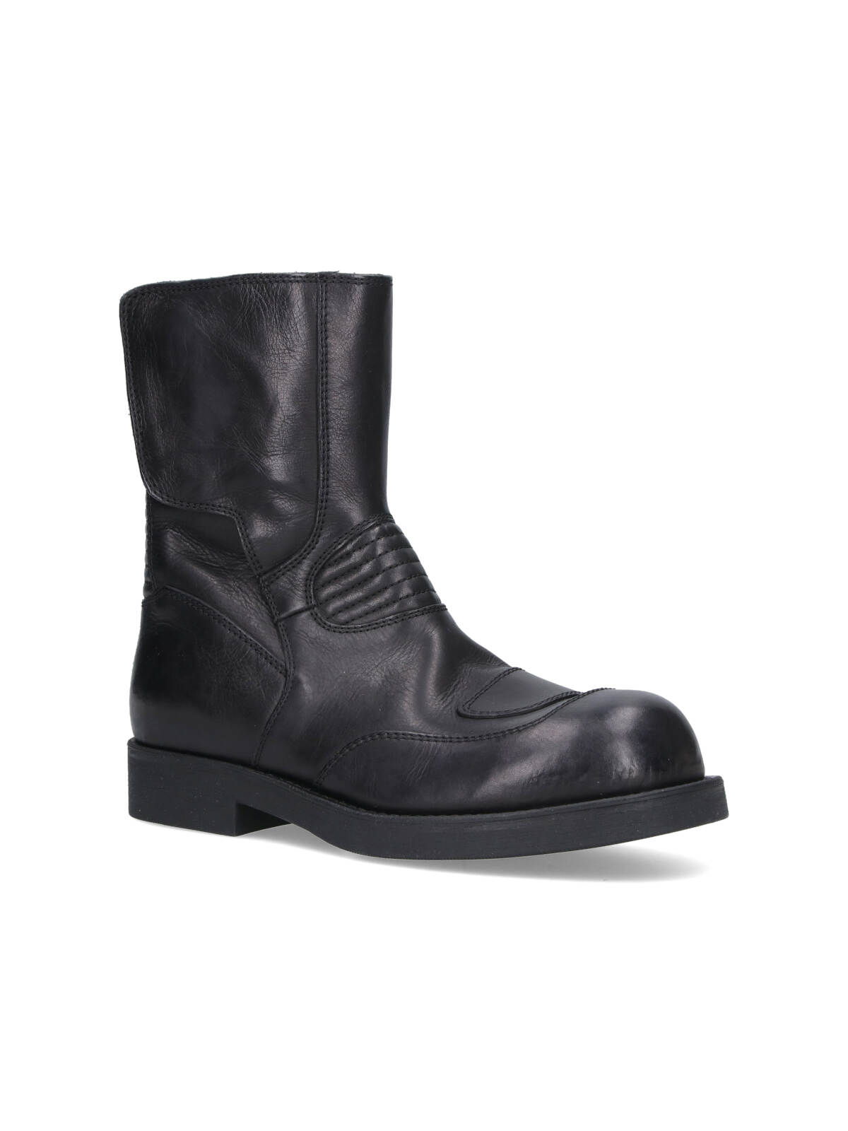 Mm6 Maison Margiela Block Heel Mid-calf Ribbed Ankle Boots In Black