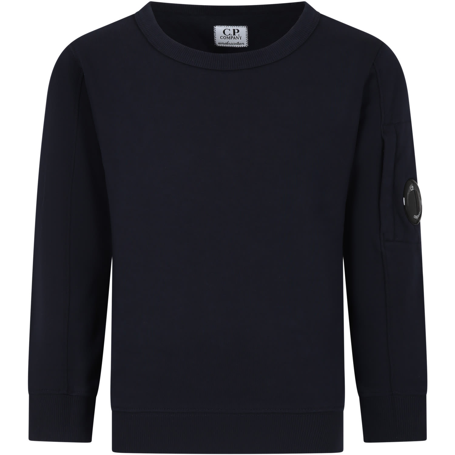 Shop C.p. Company Blue Sweatshirt For Boy With  Lens In Eclisse