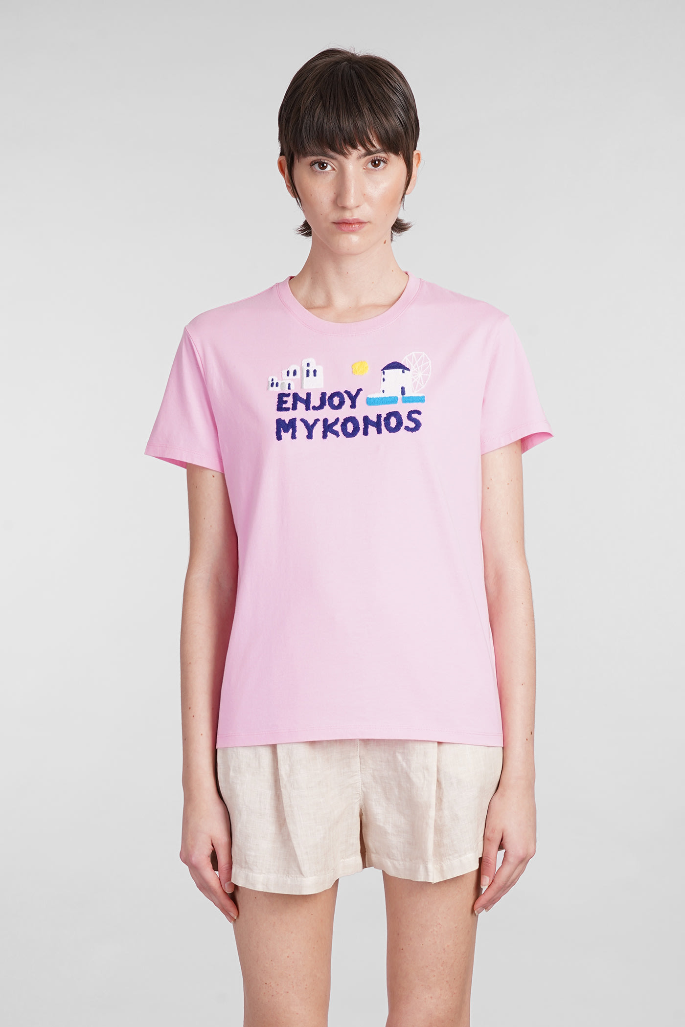 Emilie T-shirt In Rose-pink Cotton