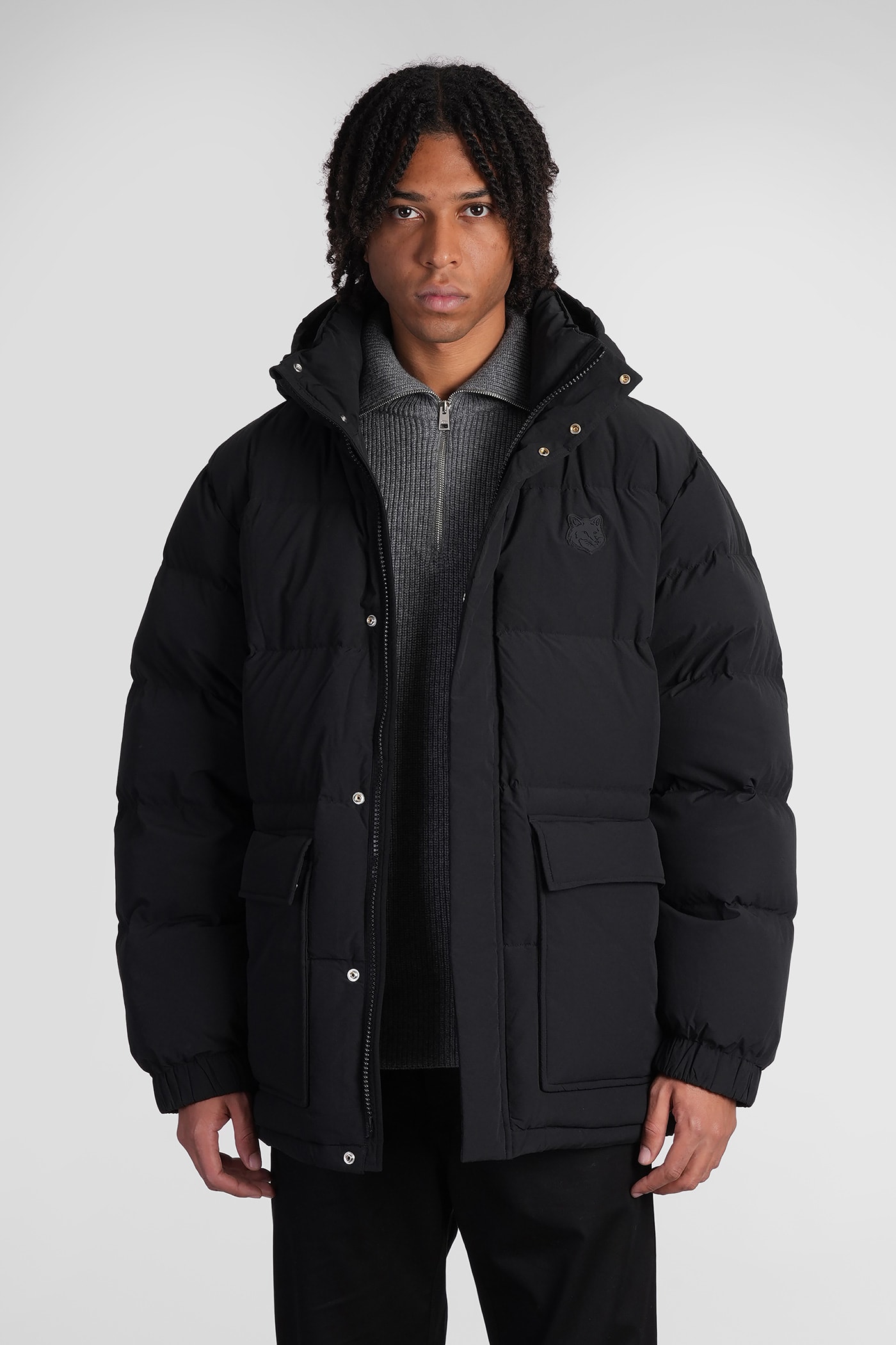 Maison Kitsuné Puffer In Black Polyester