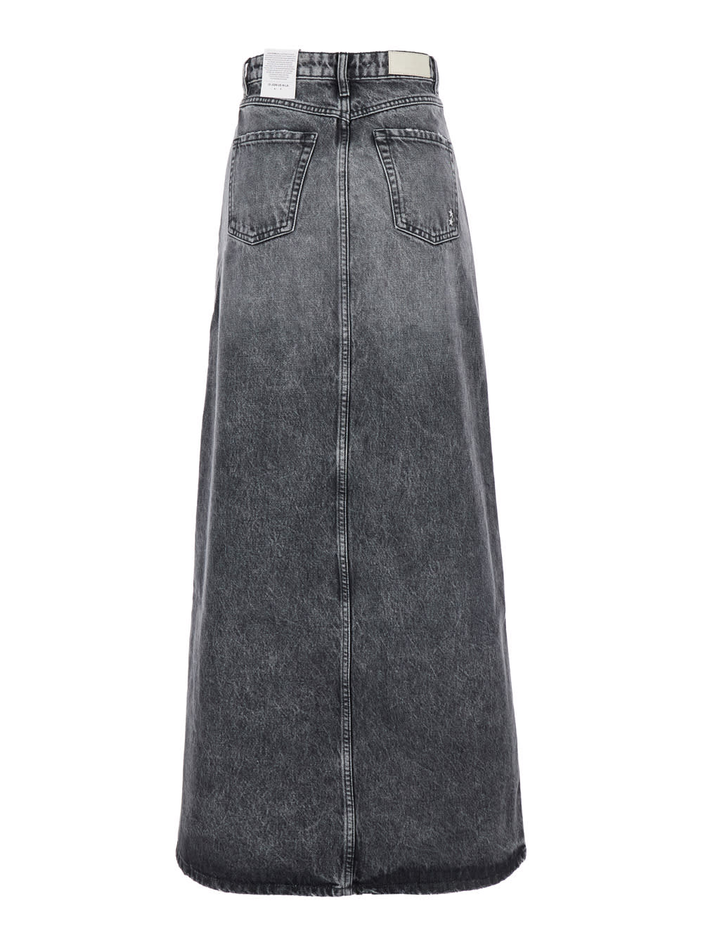 Icon Denim Blue High Waist Long Skirt With Logo Patch On The Rear And Logo Detail On The Rear In Denim Woman In Blu