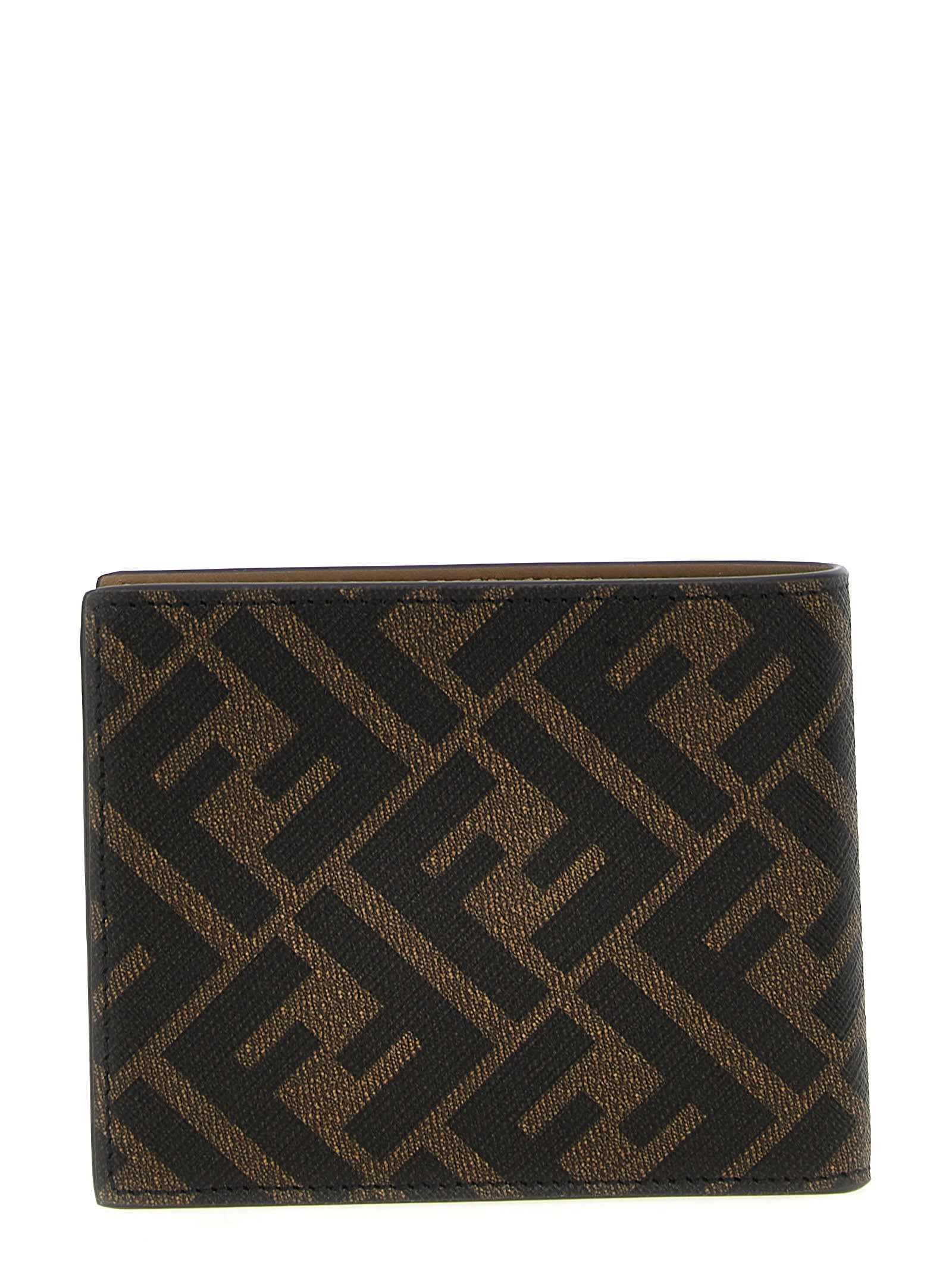 Shop Fendi Diagonal Wallet In Brown