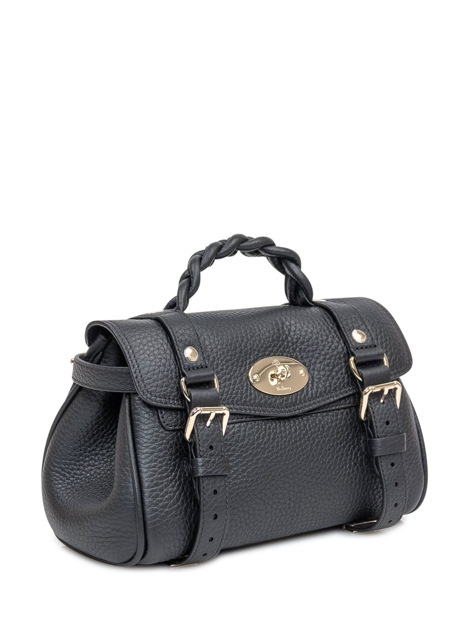 Shop Mulberry Mini Bag Alexa Heavy Grain In Black