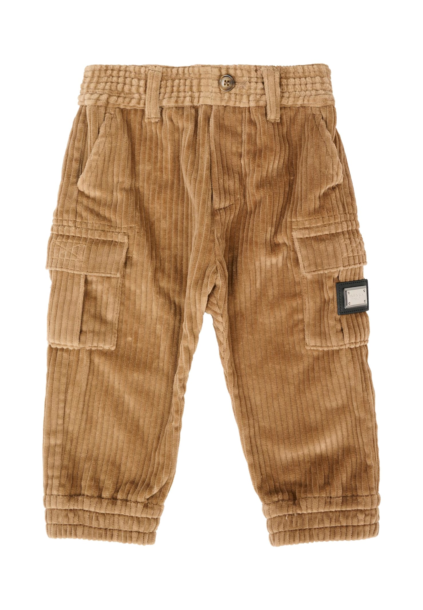 Dolce & Gabbana Brown Trousers For Baby Boy With Patch In Brown