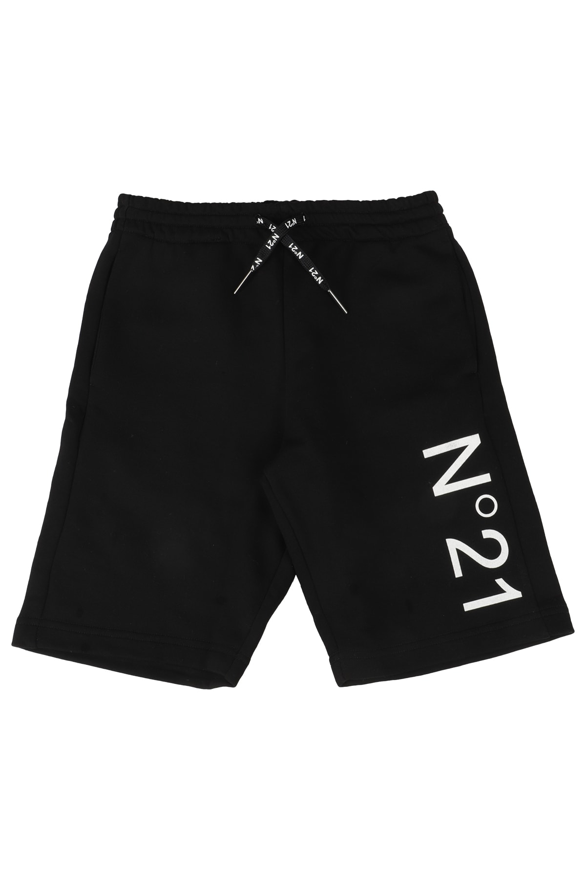 N°21 Kids' Logo Printed Cotton Shorts In Black