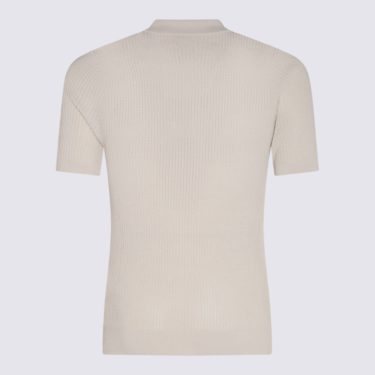 Eleventy Zip Collar Polo Textured Fabric In Sand
