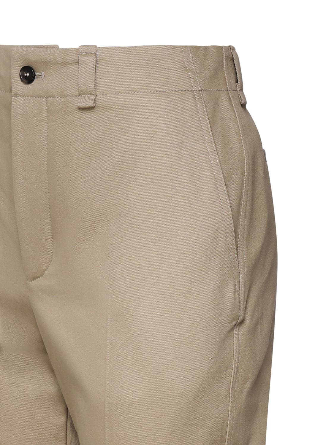 Shop Saint Laurent Cotton Pants In Beige