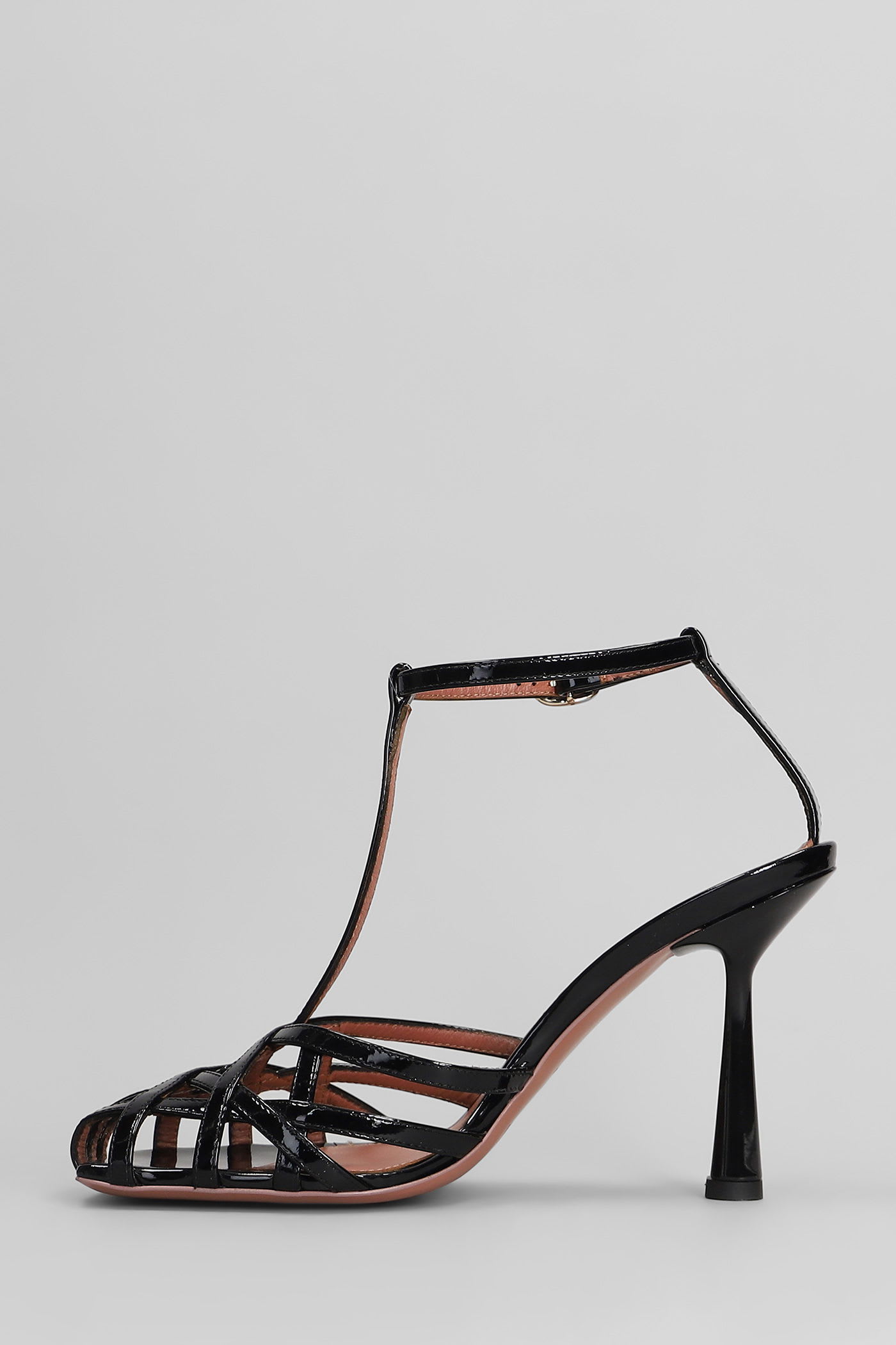 Aldo Castagna Manila Sandals In Black Patent Leather In Black