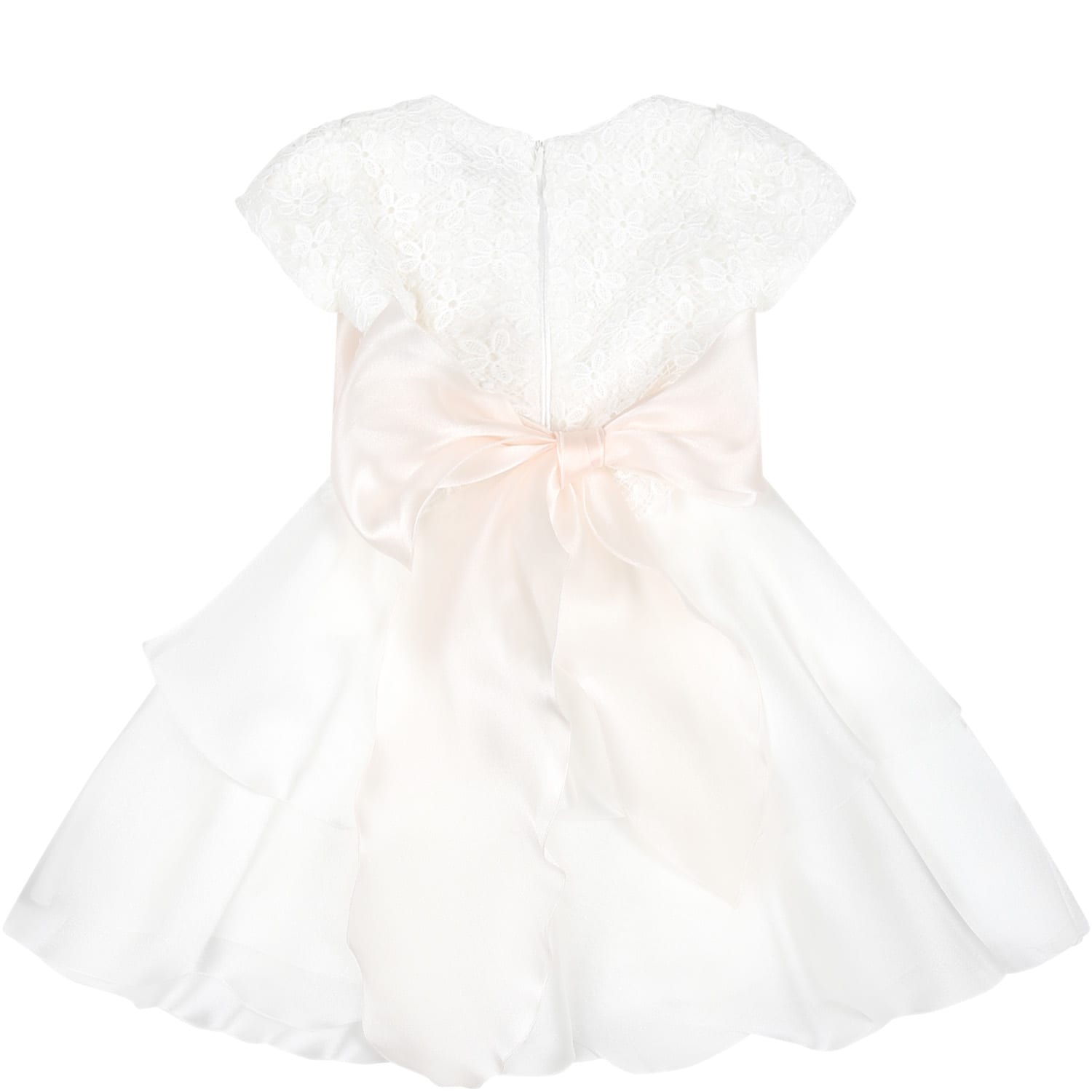 Shop Monnalisa White Dress For Baby Girl With Flower