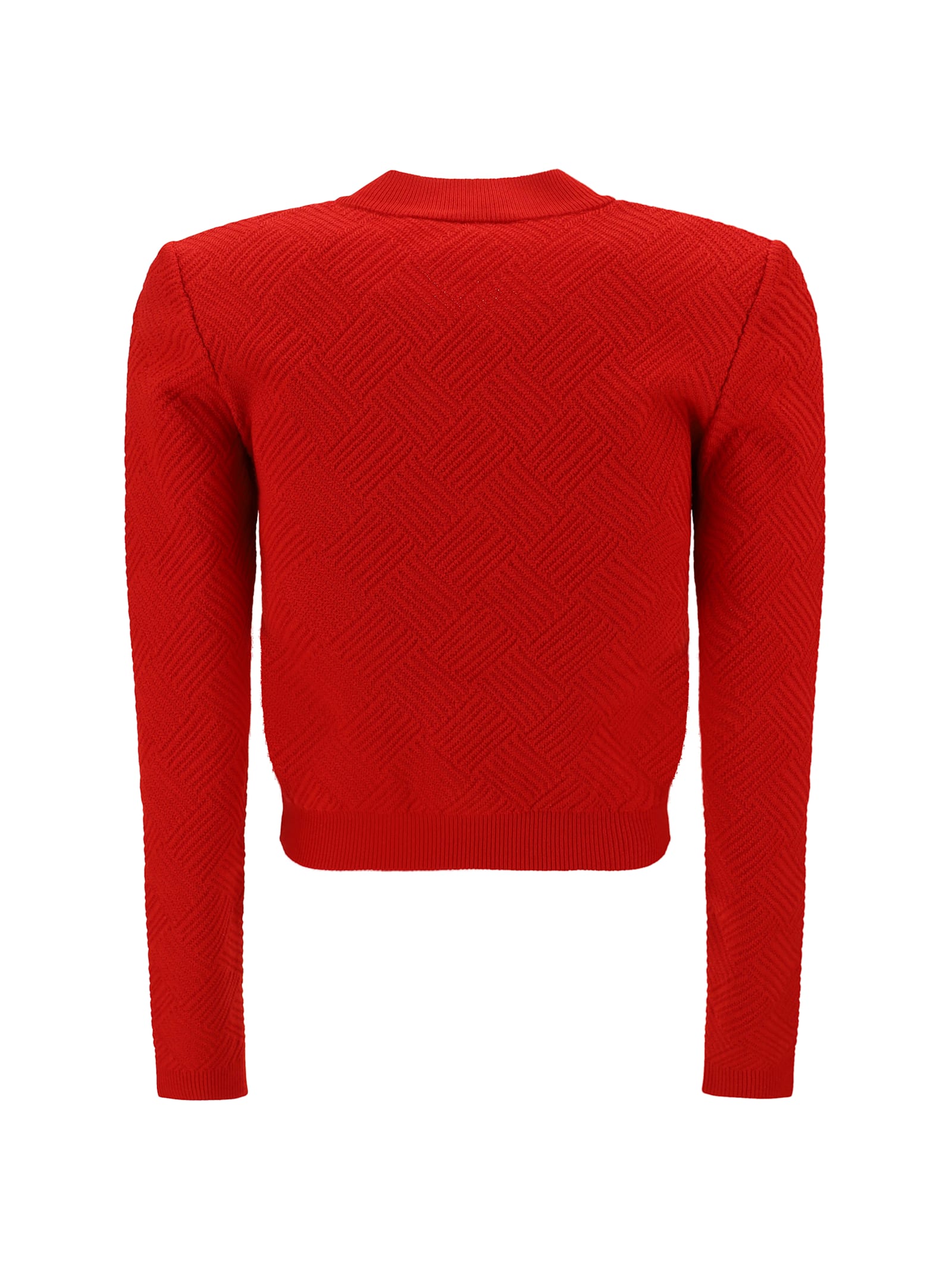 Shop Balmain Cardigan In Rouge